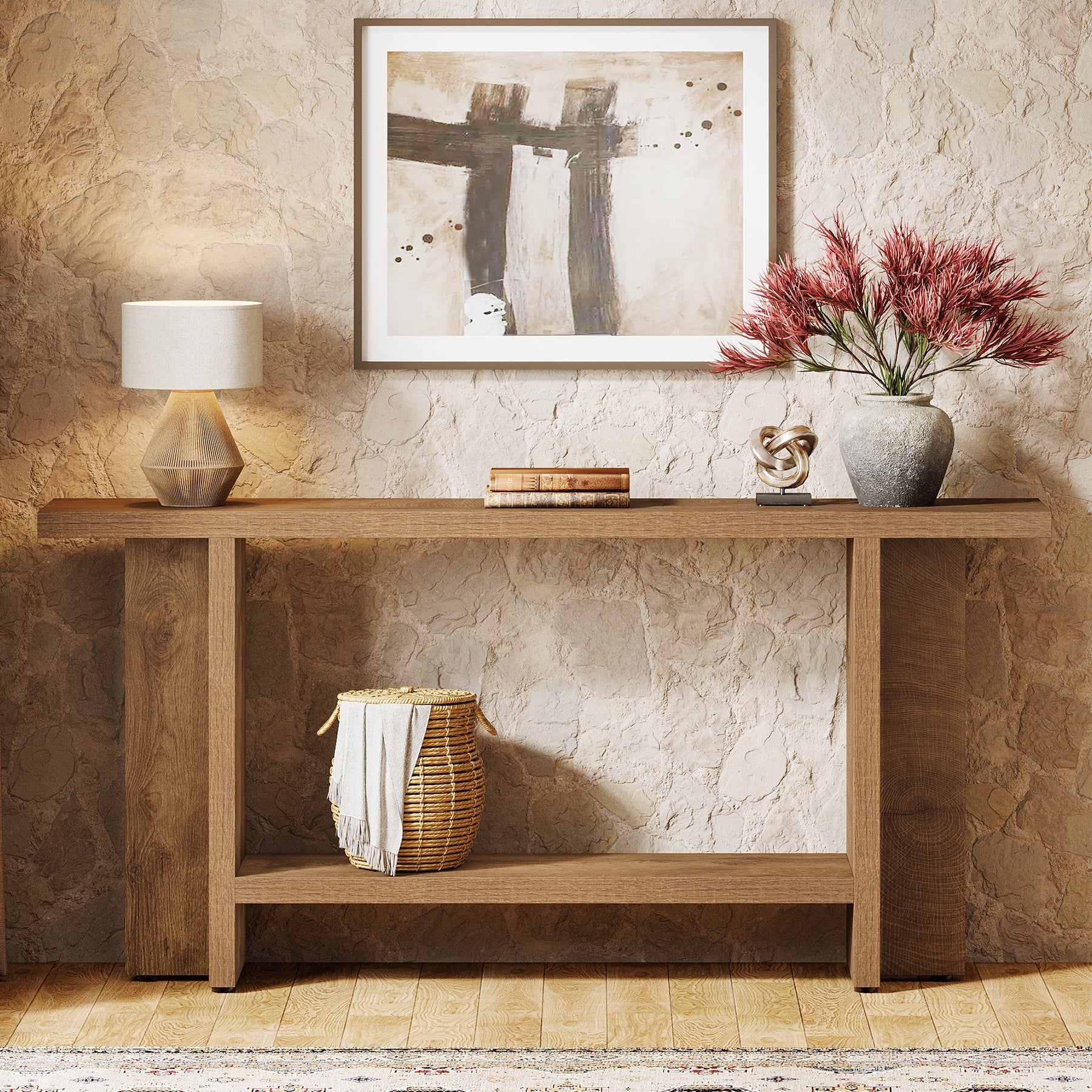 Tribesigns 59" Console Table, Farmhouse Sofa & Hallway Table with Double Storage - Image 12