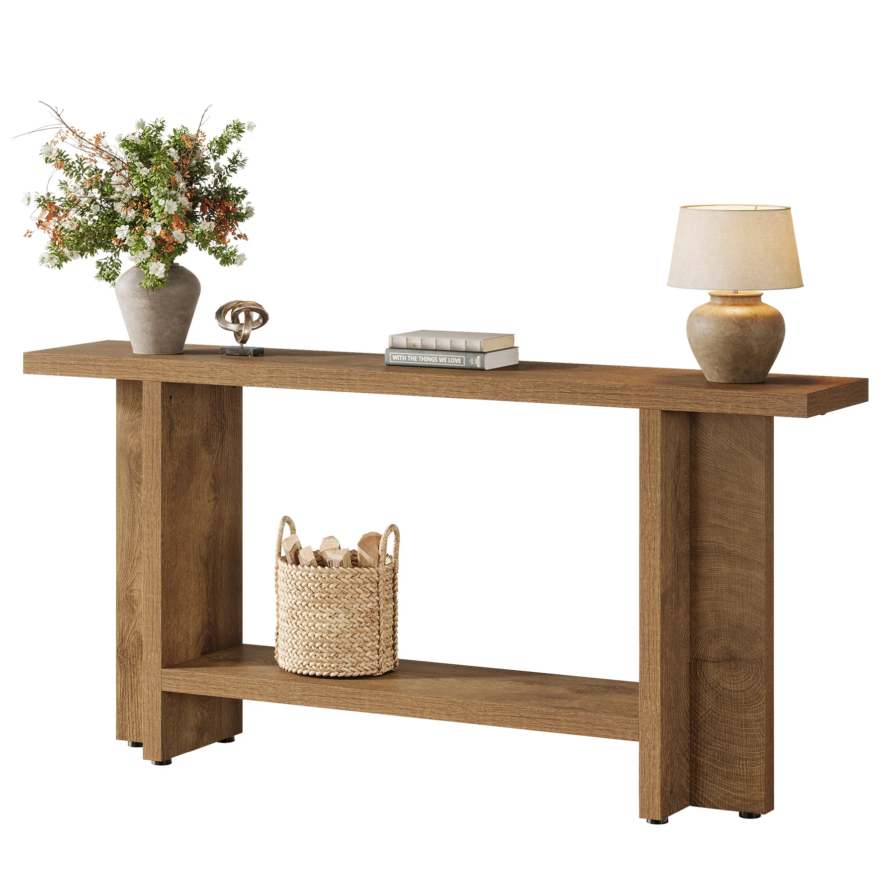 Tribesigns 59" Console Table, Farmhouse Sofa & Hallway Table with Double Storage - Image 13