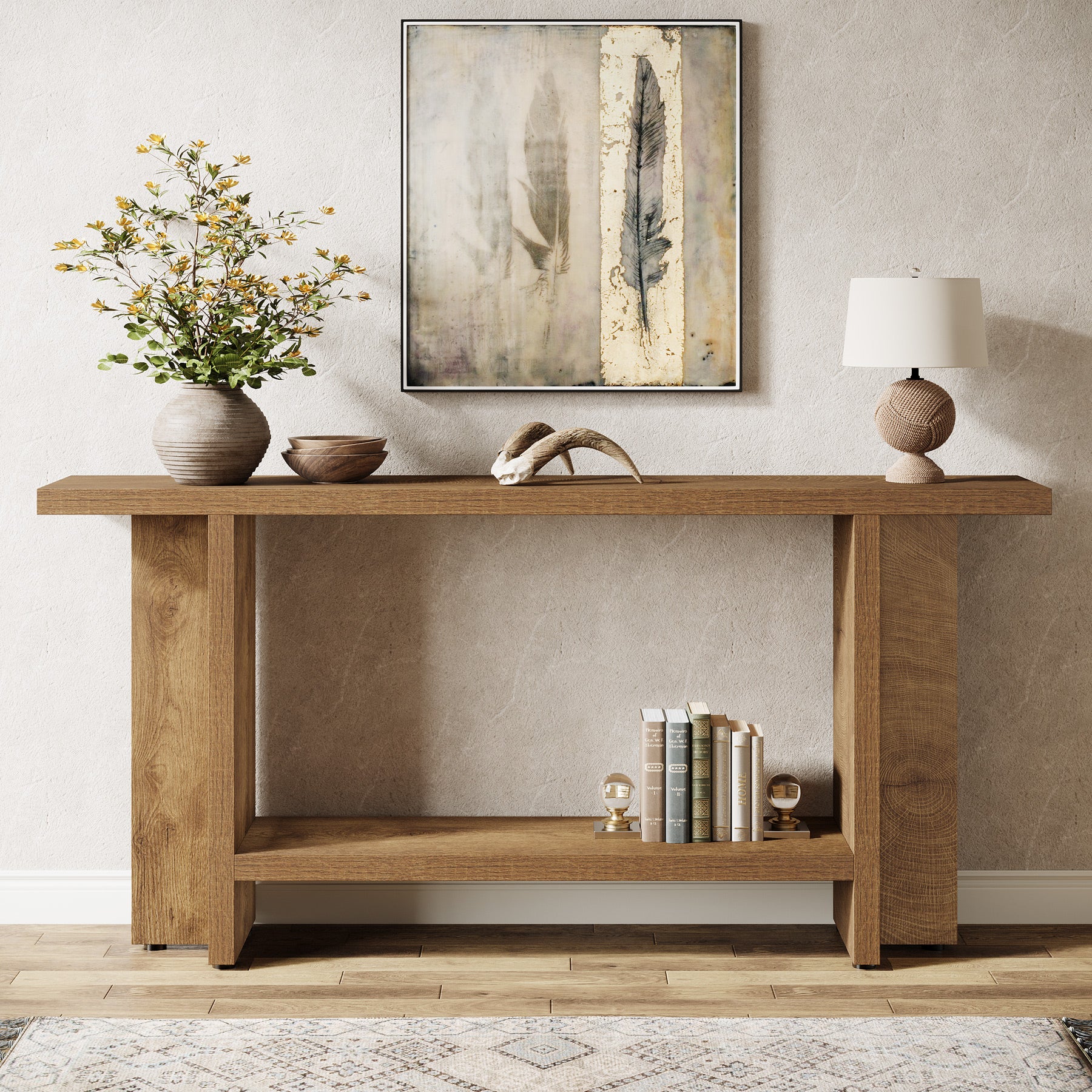 Tribesigns 59" Console Table, Farmhouse Sofa & Hallway Table with Double Storage - Image 5
