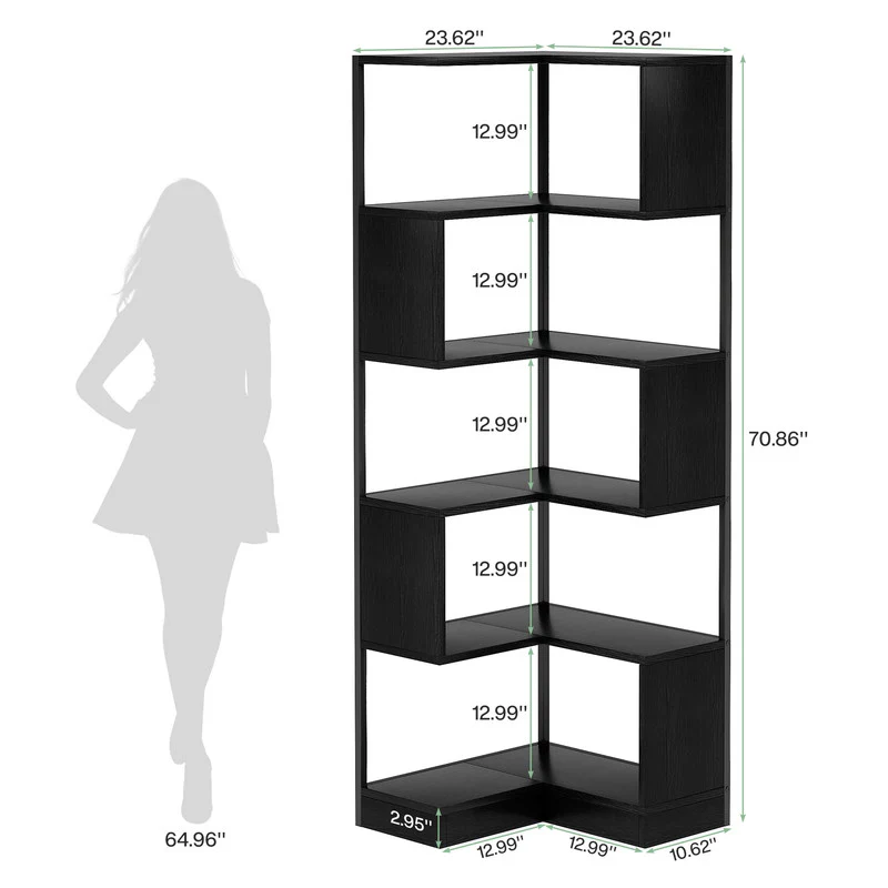 Tribesigns 6-Tier Corner Bookshelf Unit，Metal Frame for Living Room Home Office - Image 2