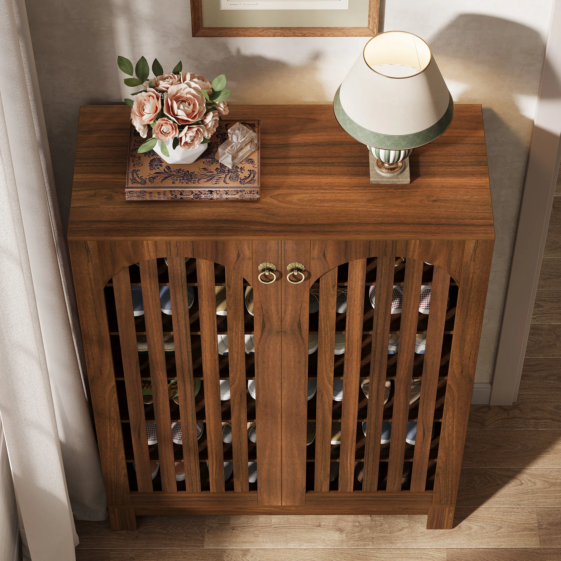 Tribesigns Shoe Cabinet with Airy Doors, 6-Tier Entryway Shoe Storage Rack Organizer with Adjustable Shelves for Living Room - Image 13