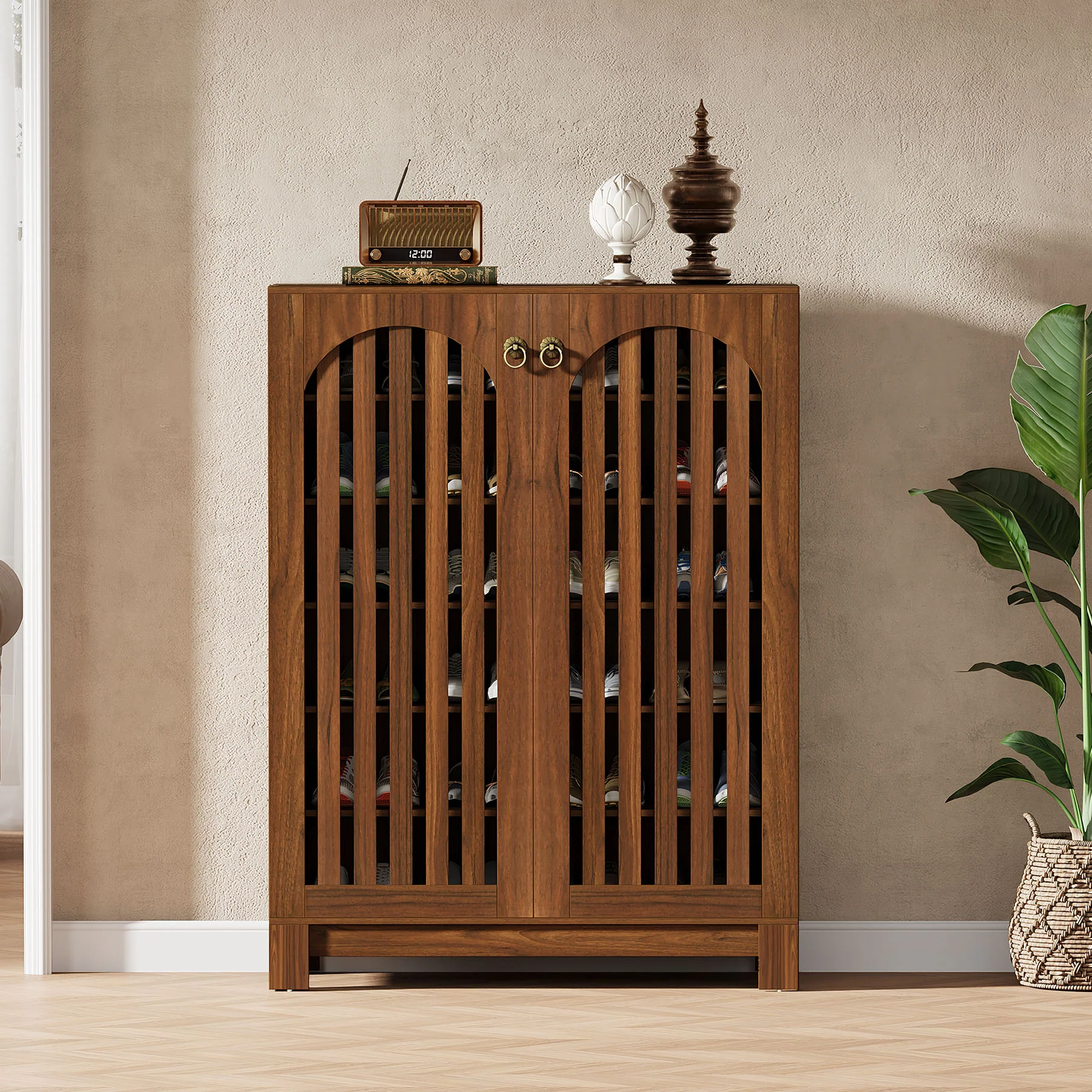 Tribesigns Shoe Cabinet with Airy Doors, 6-Tier Entryway Shoe Storage Rack Organizer with Adjustable Shelves for Living Room - Image 17