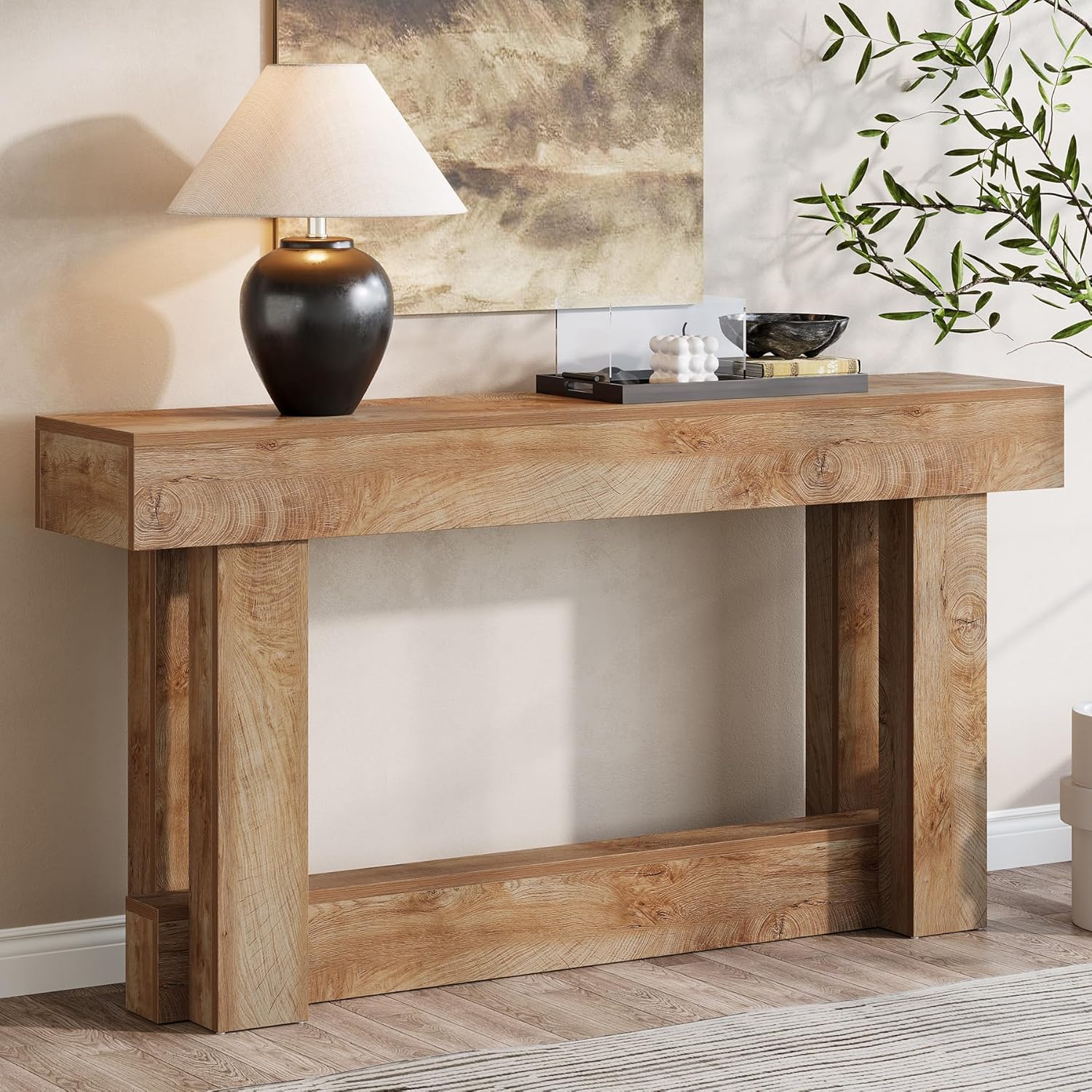 62.99 Inch Wood Console Table, 2-Tier Narrow Long Farmhouse Entryway Table - Image 6