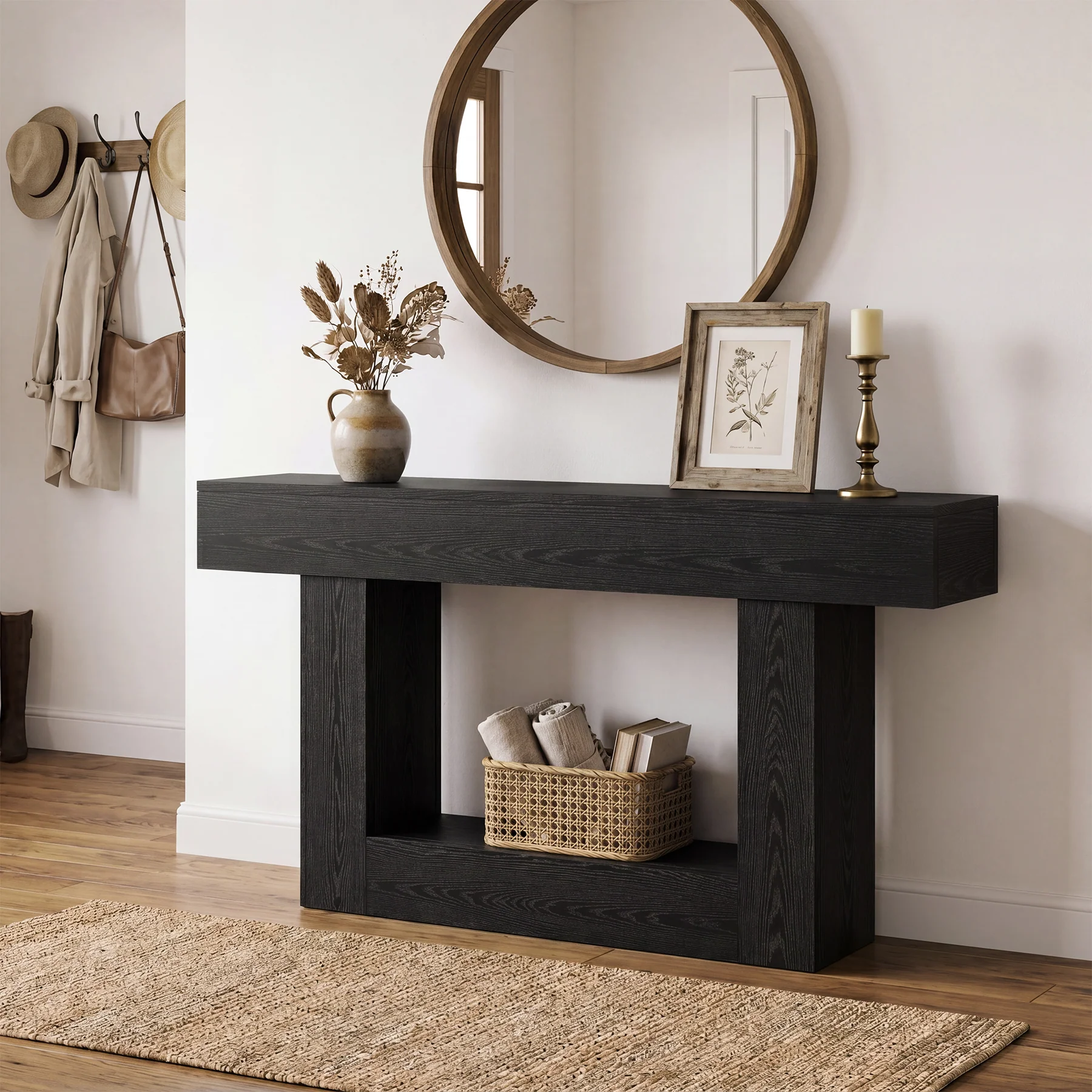 63" Distressed Wood Console Table, 2-Tier Sofa & Entry Table - Image 19