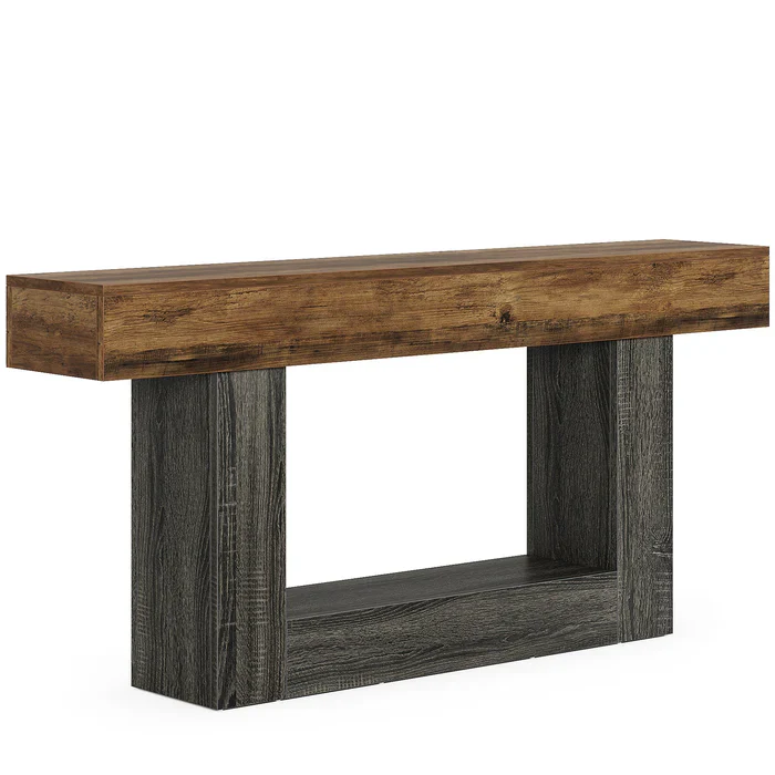 63" Distressed Wood Console Table, 2-Tier Sofa & Entry Table - Image 27