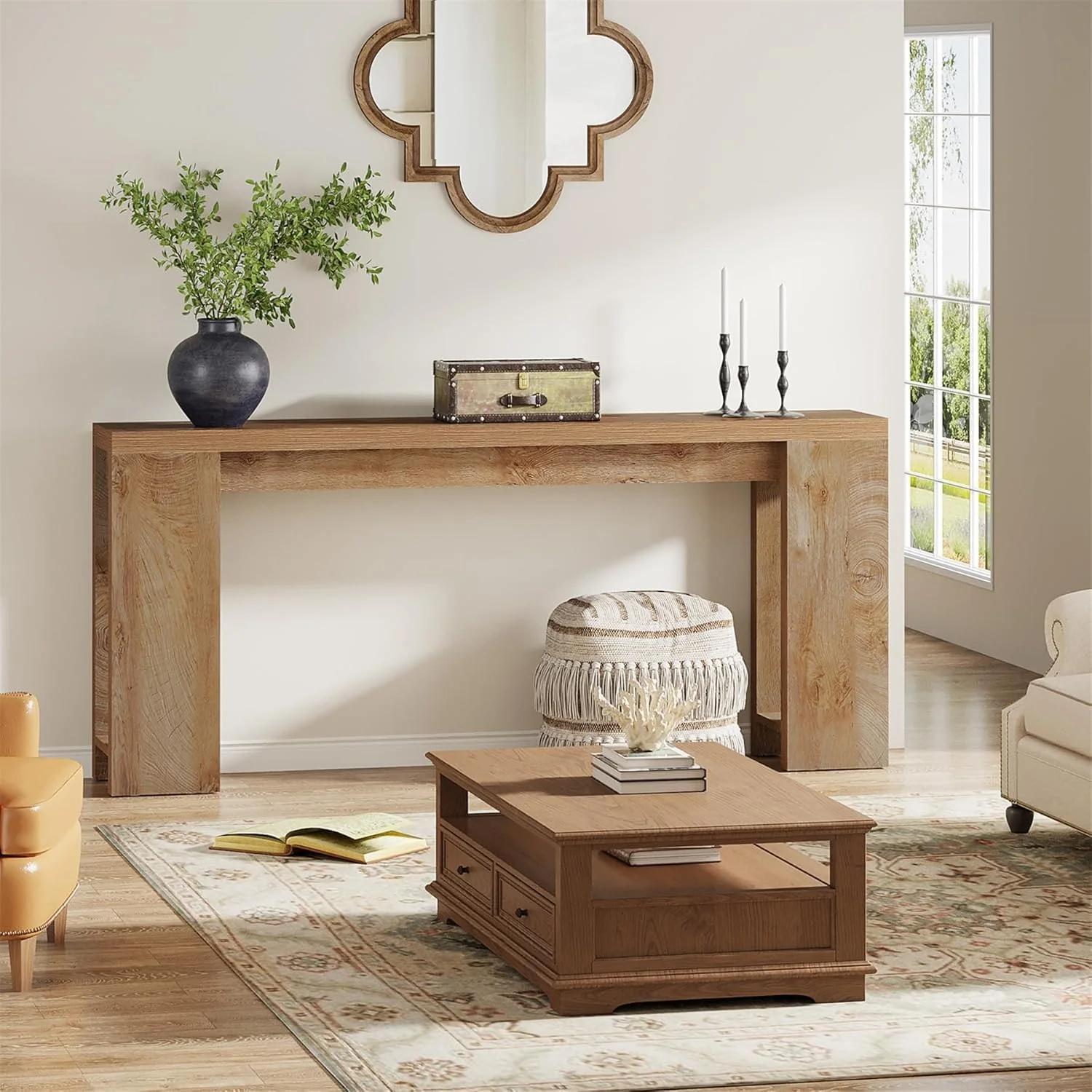 Tribesigns 63" Extra Long Console Table, Farmhouse Sofa Table Behind Couch - Image 3