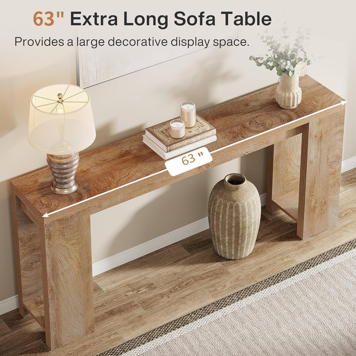 Tribesigns 63" Extra Long Console Table, Farmhouse Sofa Table Behind Couch - Image 6