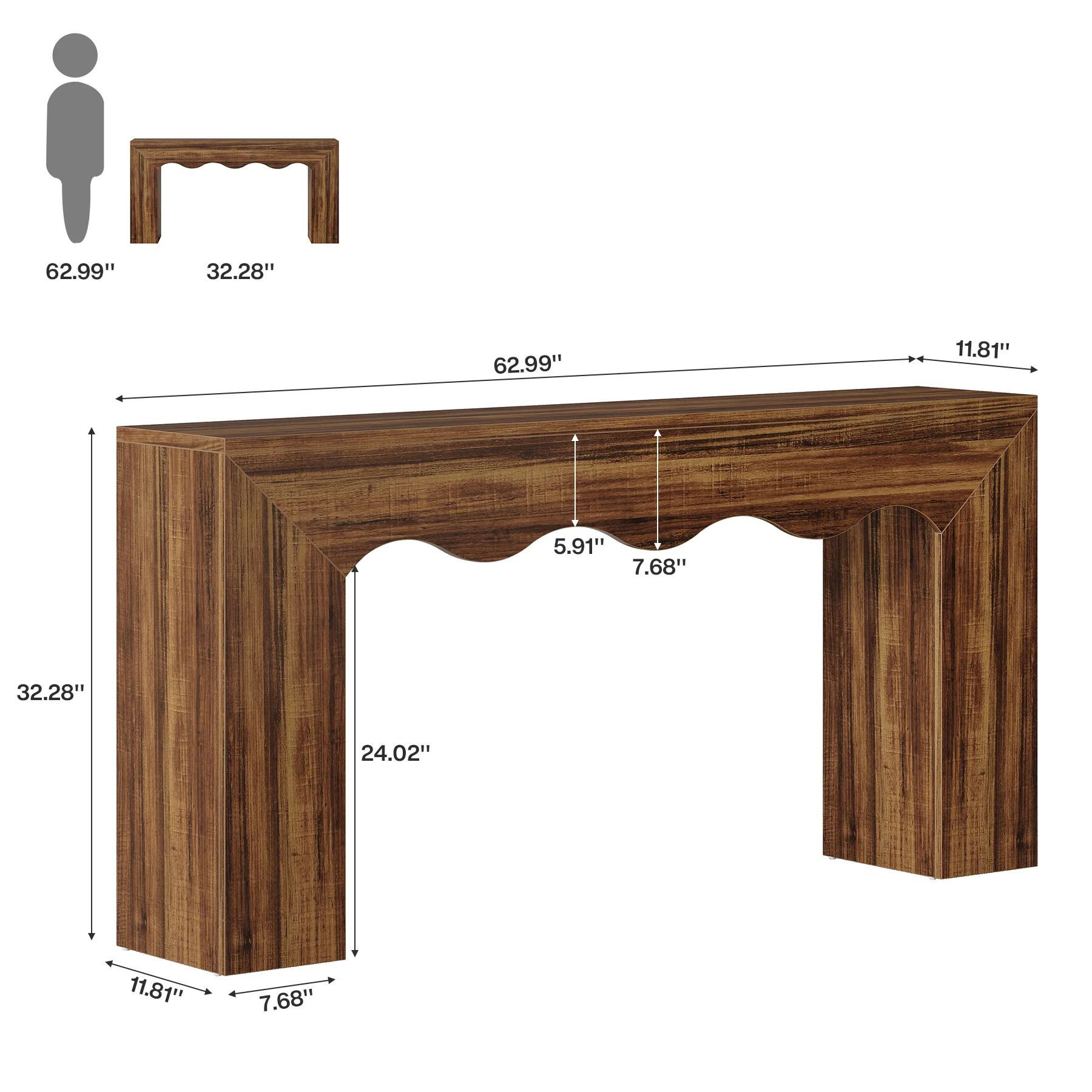The Homestead Haven, 63" Narrow Farmhouse Console Table with Storage Base - Image 10