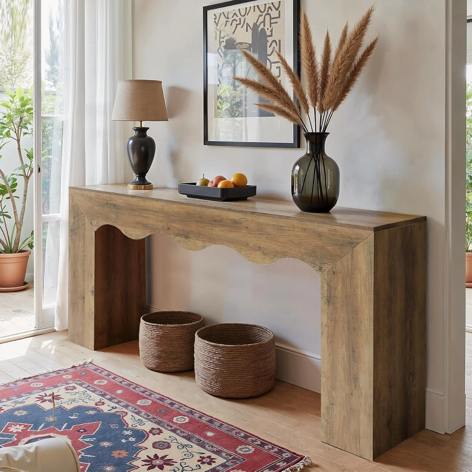 The Homestead Haven, 63" Narrow Farmhouse Console Table with Storage Base - Image 6