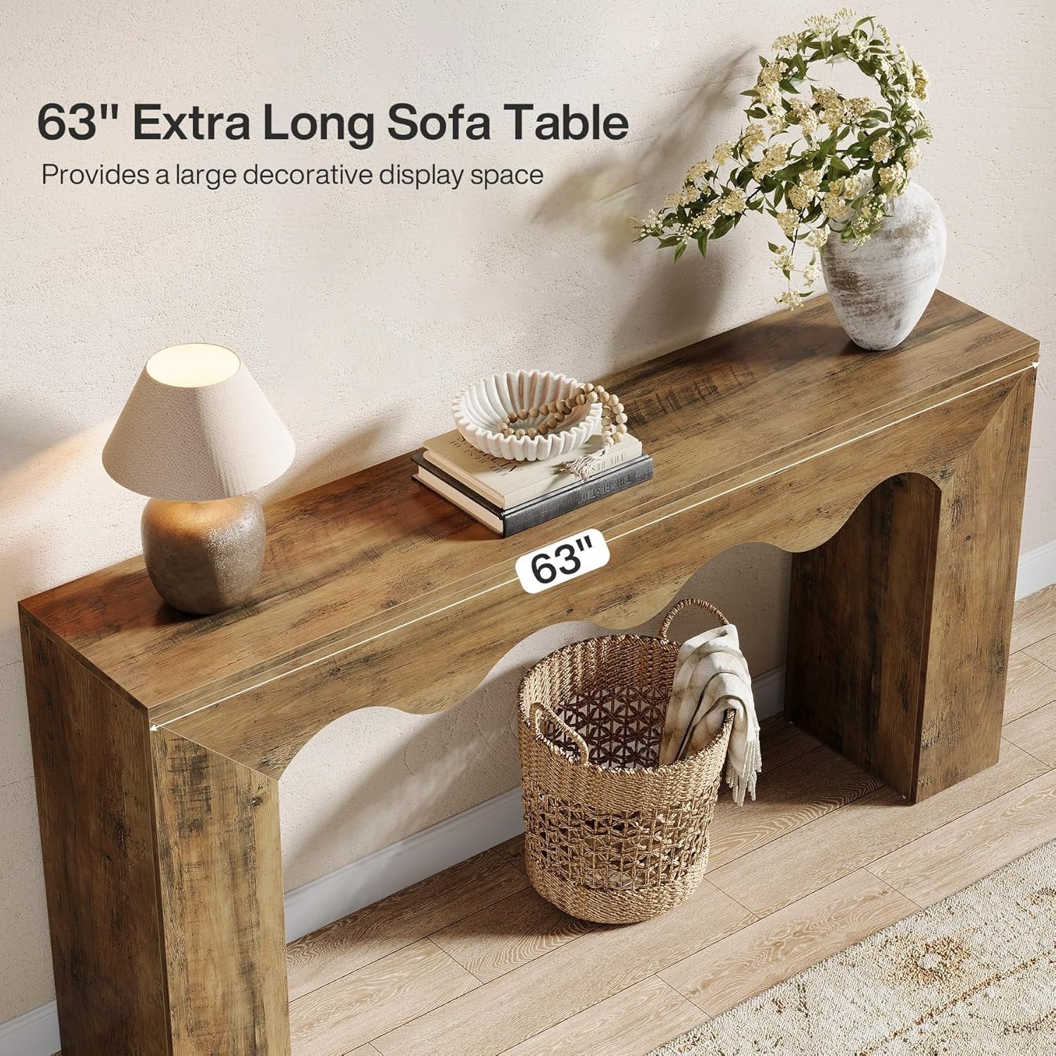 The Homestead Haven, 63" Narrow Farmhouse Console Table with Storage Base - Image 8