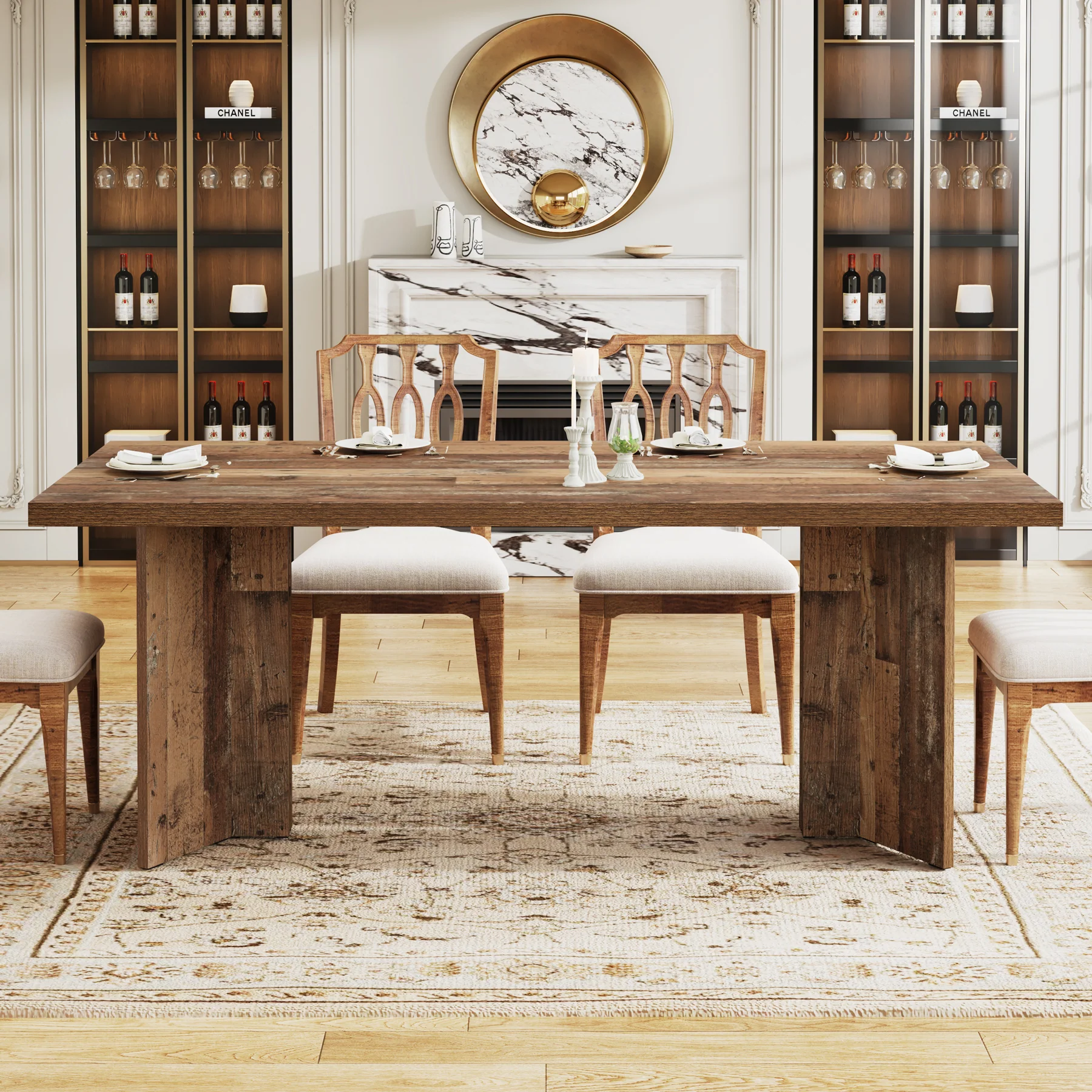 63" Farmhouse Dining Table, Kitchen Table with Large Tabletop for 4-6 - Image 10