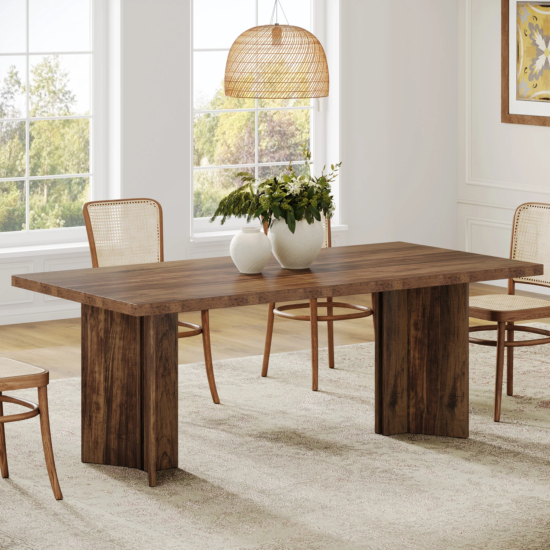 63" Farmhouse Dining Table, Kitchen Table with Large Tabletop for 4-6 - Image 17