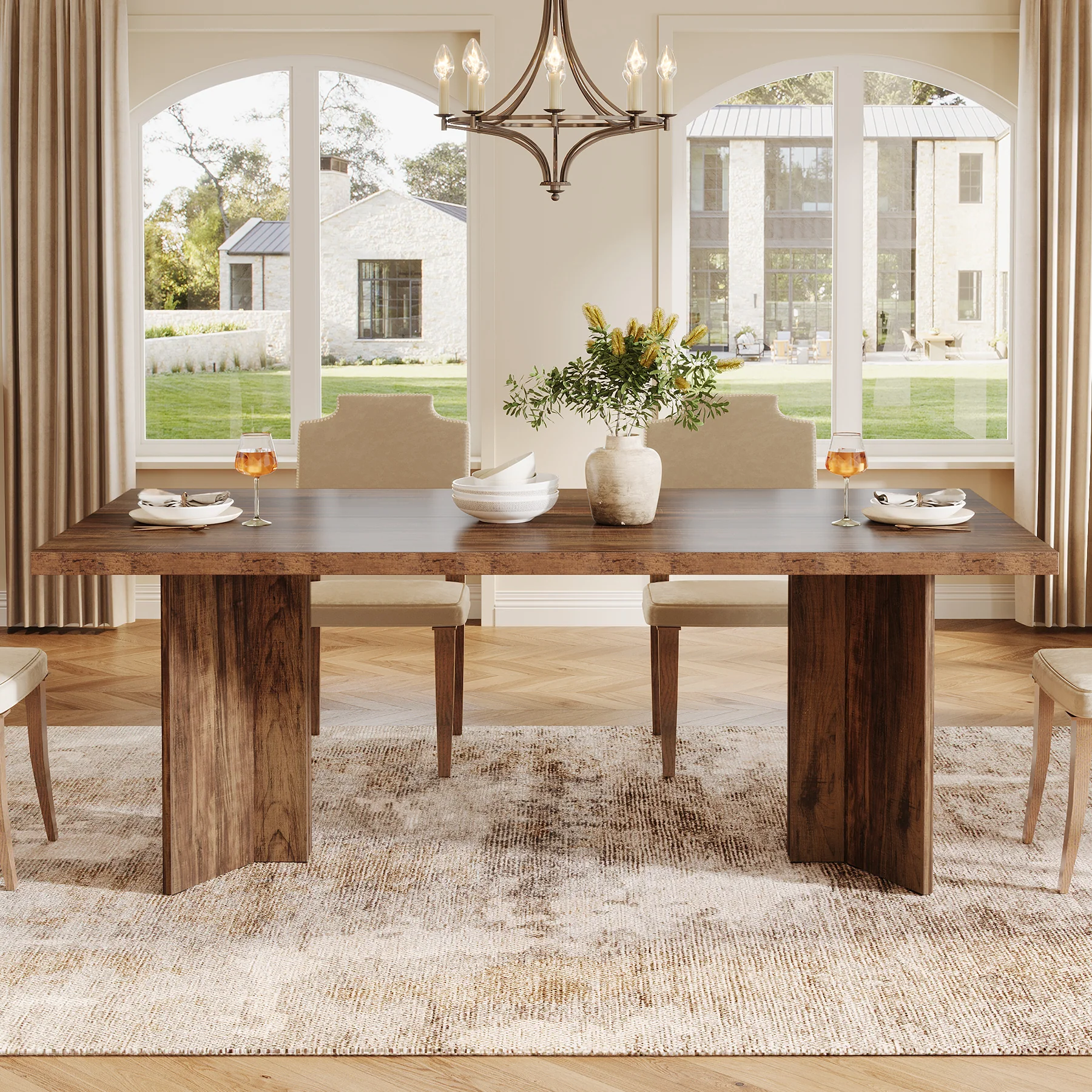 63" Farmhouse Dining Table, Kitchen Table with Large Tabletop for 4-6 - Image 18