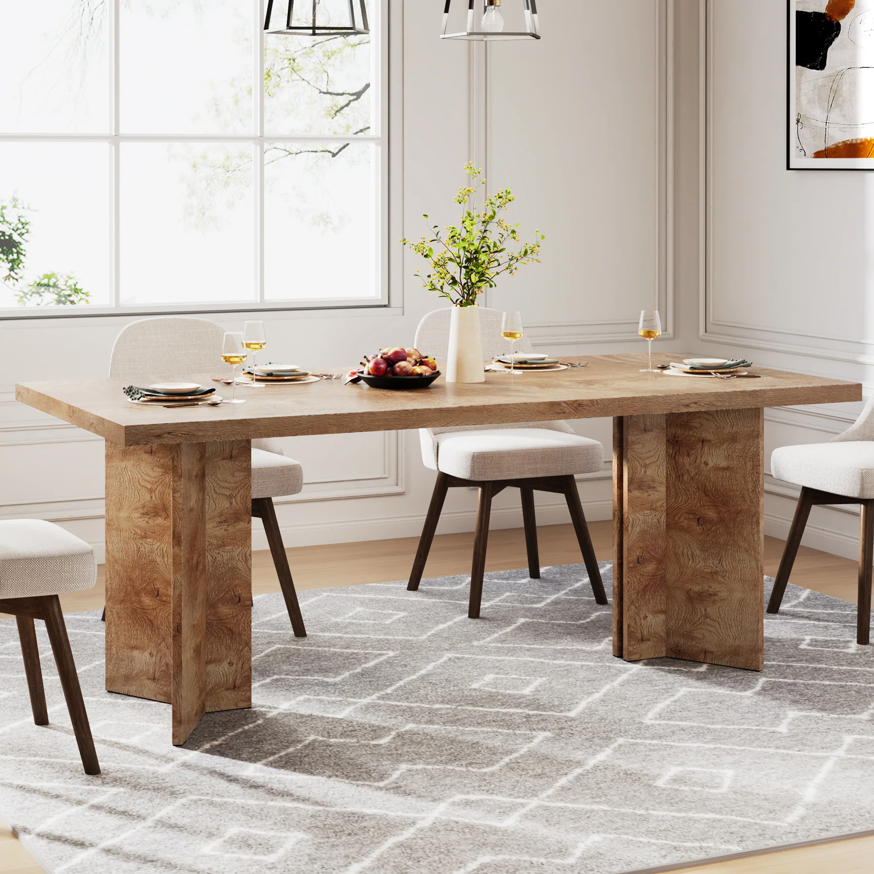 63" Farmhouse Dining Table, Kitchen Table with Large Tabletop for 4-6 - Image 21