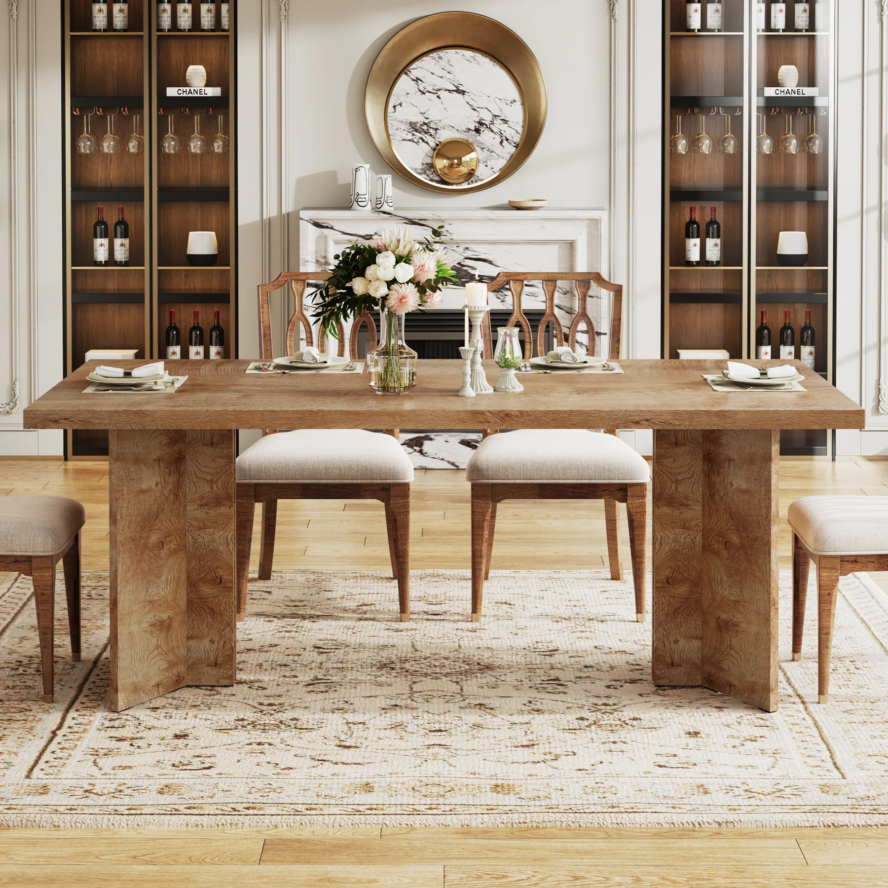 63" Farmhouse Dining Table, Kitchen Table with Large Tabletop for 4-6 - Image 23