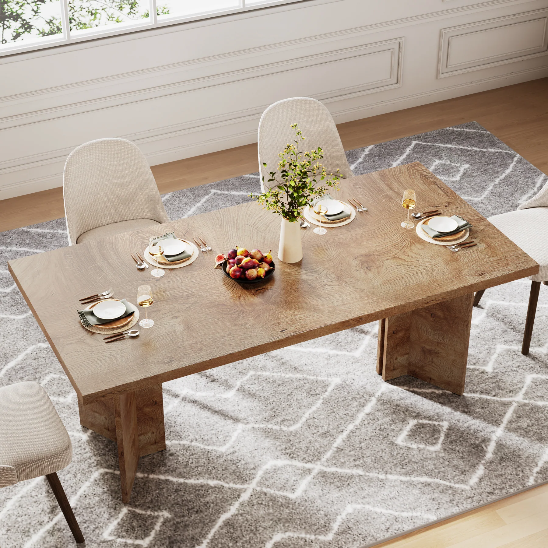 63" Farmhouse Dining Table, Kitchen Table with Large Tabletop for 4-6 - Image 25