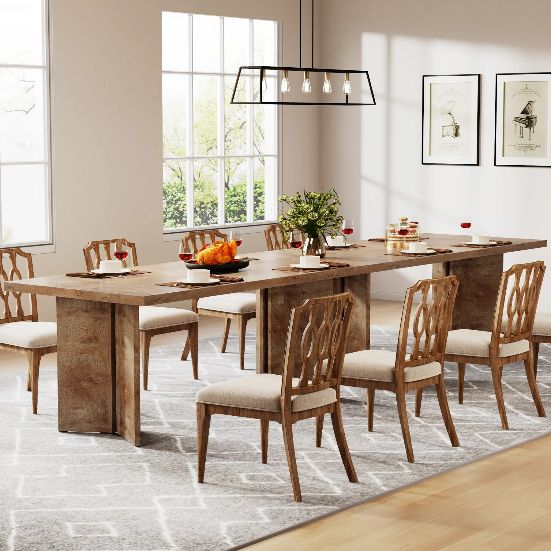 63" Farmhouse Dining Table, Kitchen Table with Large Tabletop for 4-6 - Image 28
