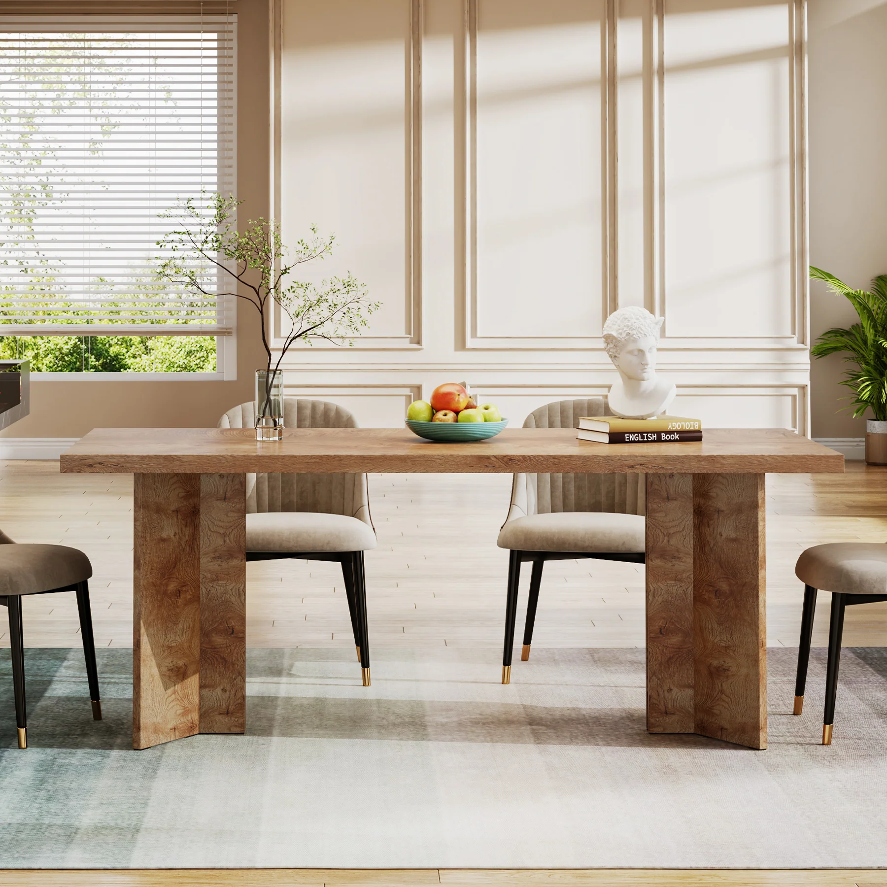 63" Farmhouse Dining Table, Kitchen Table with Large Tabletop for 4-6 - Image 29