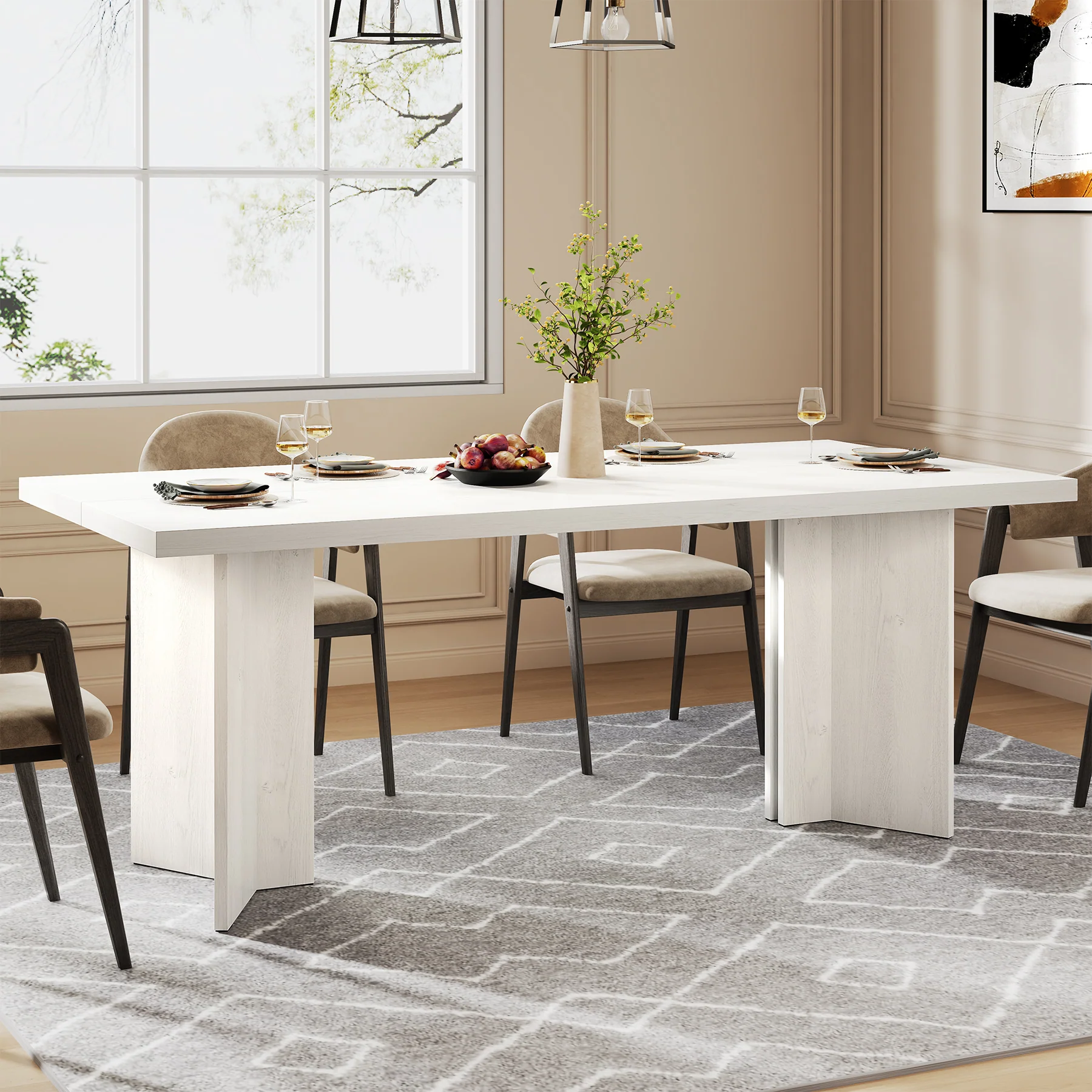 63" Farmhouse Dining Table, Kitchen Table with Large Tabletop for 4-6 - Image 31
