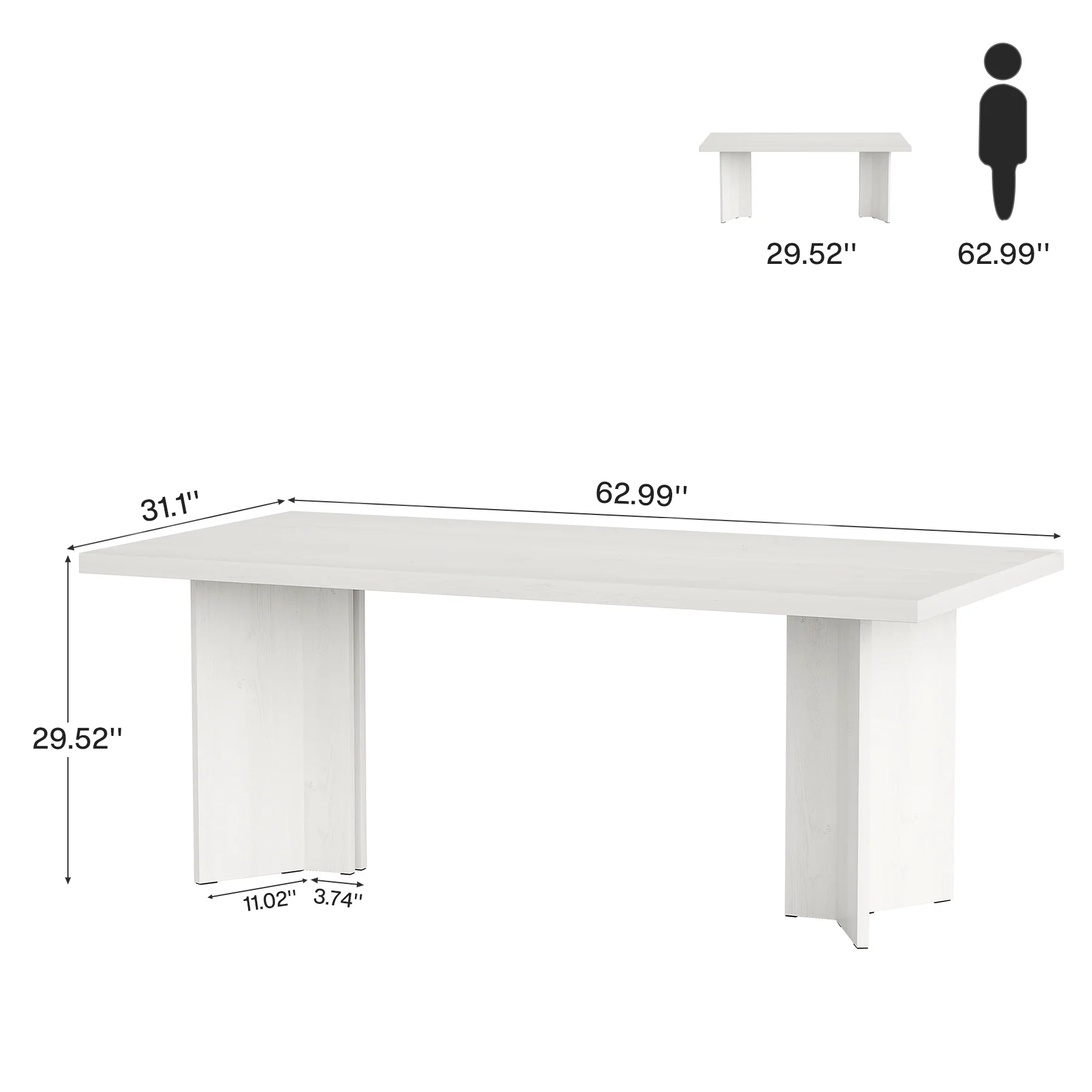 63" Farmhouse Dining Table, Kitchen Table with Large Tabletop for 4-6 - Image 32