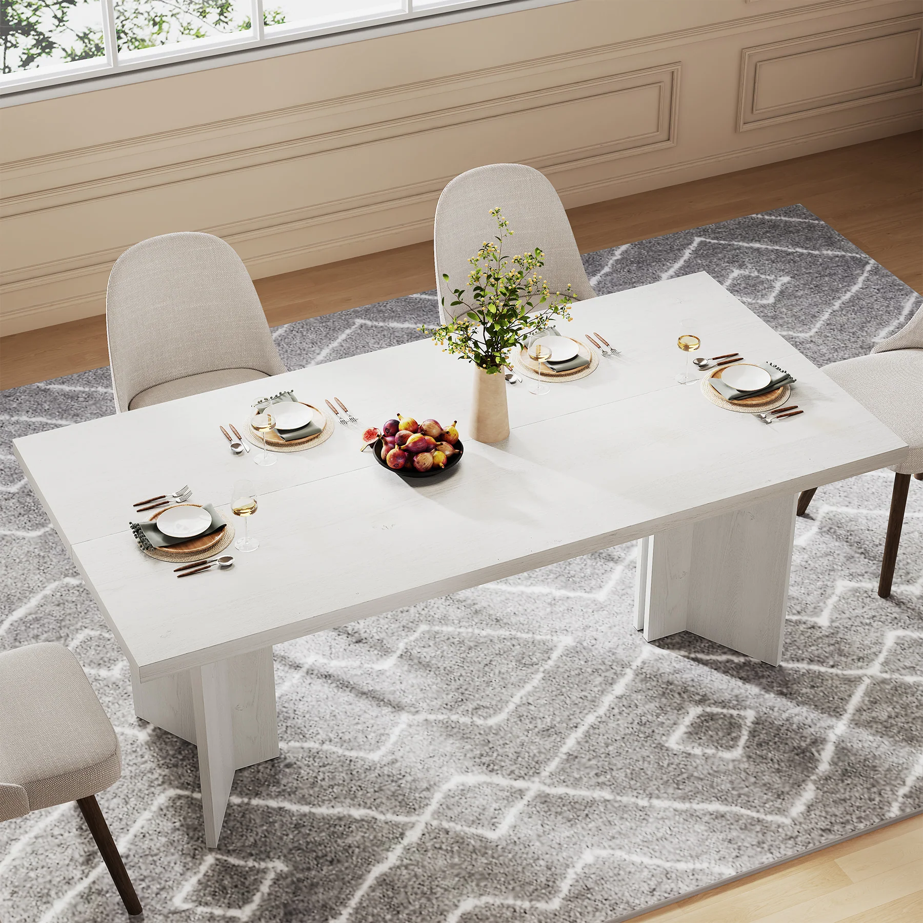 63" Farmhouse Dining Table, Kitchen Table with Large Tabletop for 4-6 - Image 34