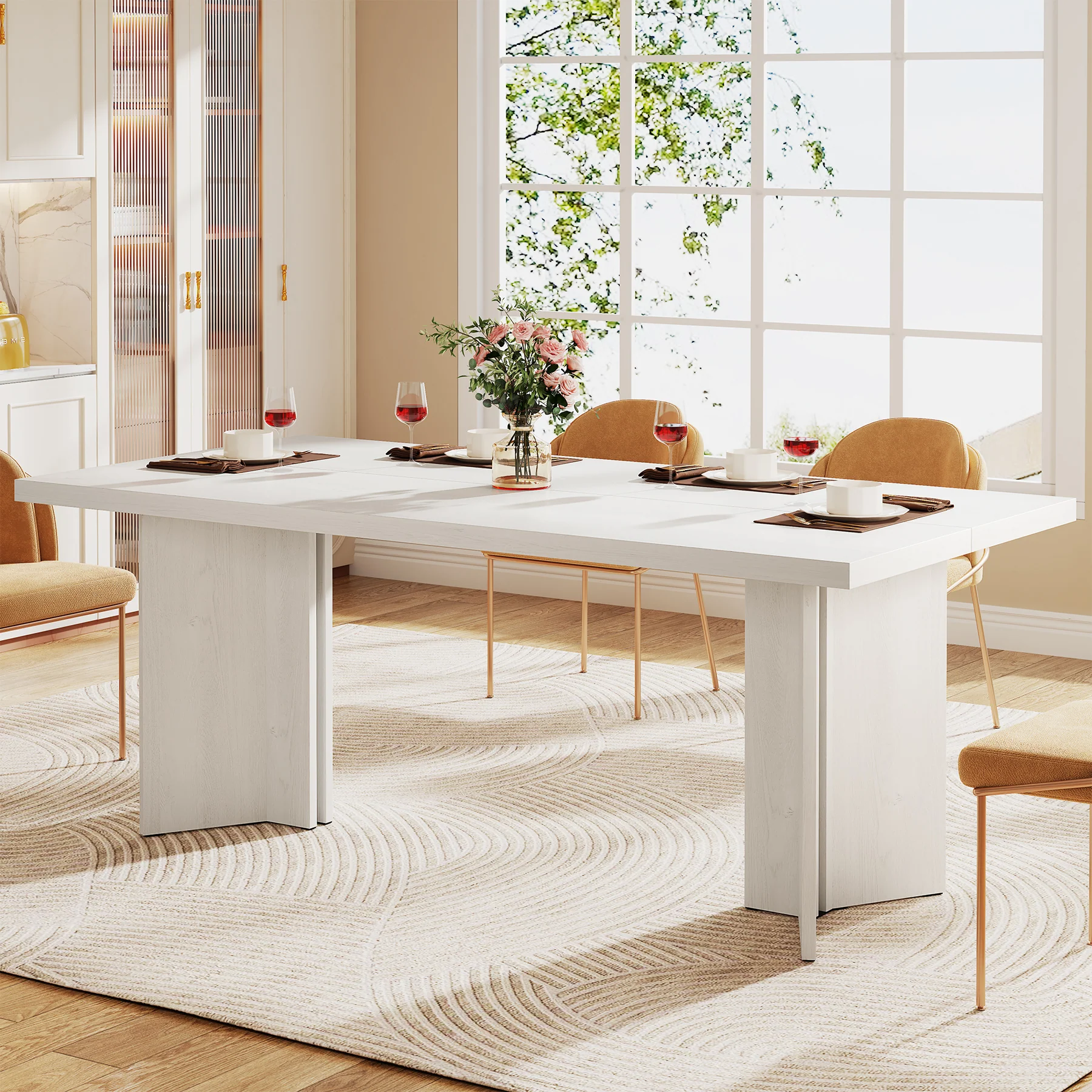63" Farmhouse Dining Table, Kitchen Table with Large Tabletop for 4-6 - Image 35