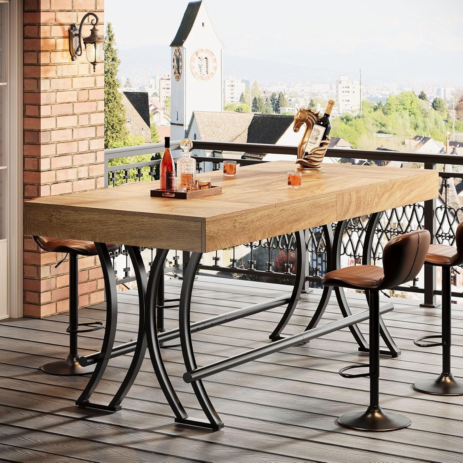 Tribesigns 63-Inch Counter Height Bar Table with Metal Footrest - Image 5