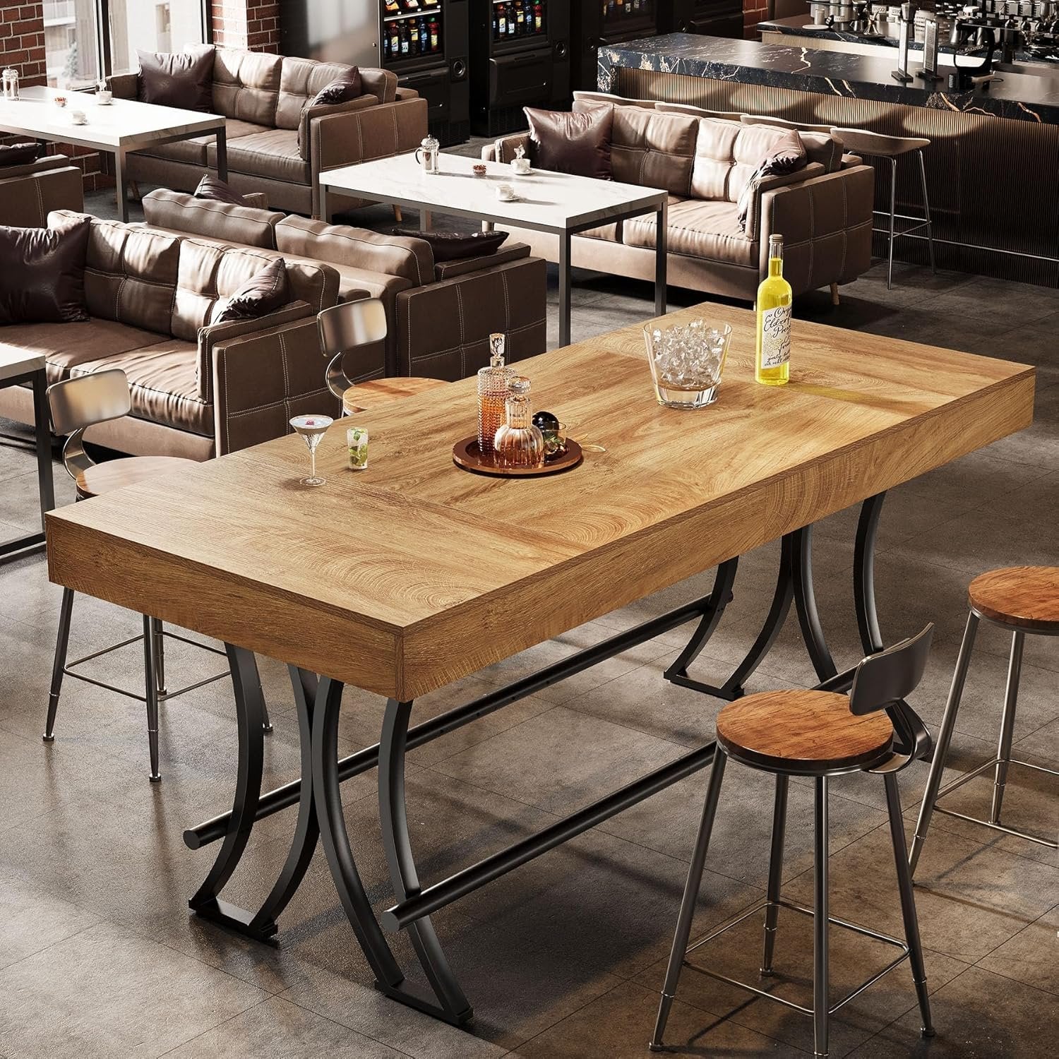 Tribesigns 63-Inch Counter Height Bar Table with Metal Footrest - Image 6