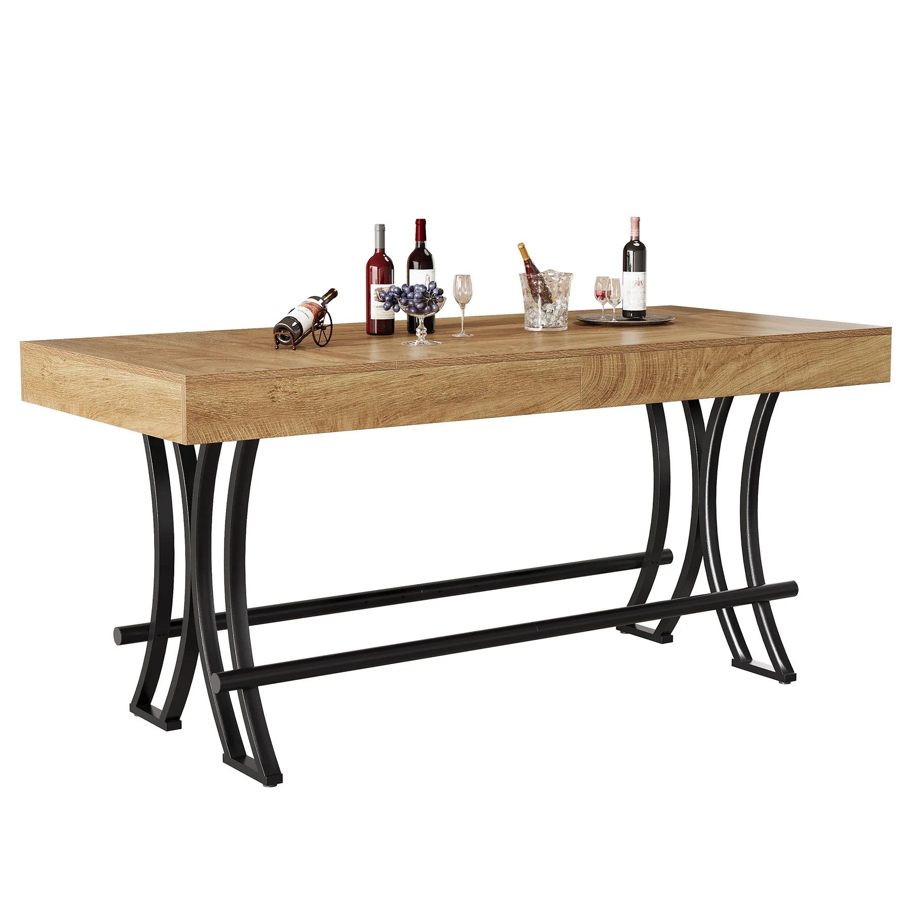 Tribesigns 63-Inch Counter Height Bar Table with Metal Footrest - Image 8