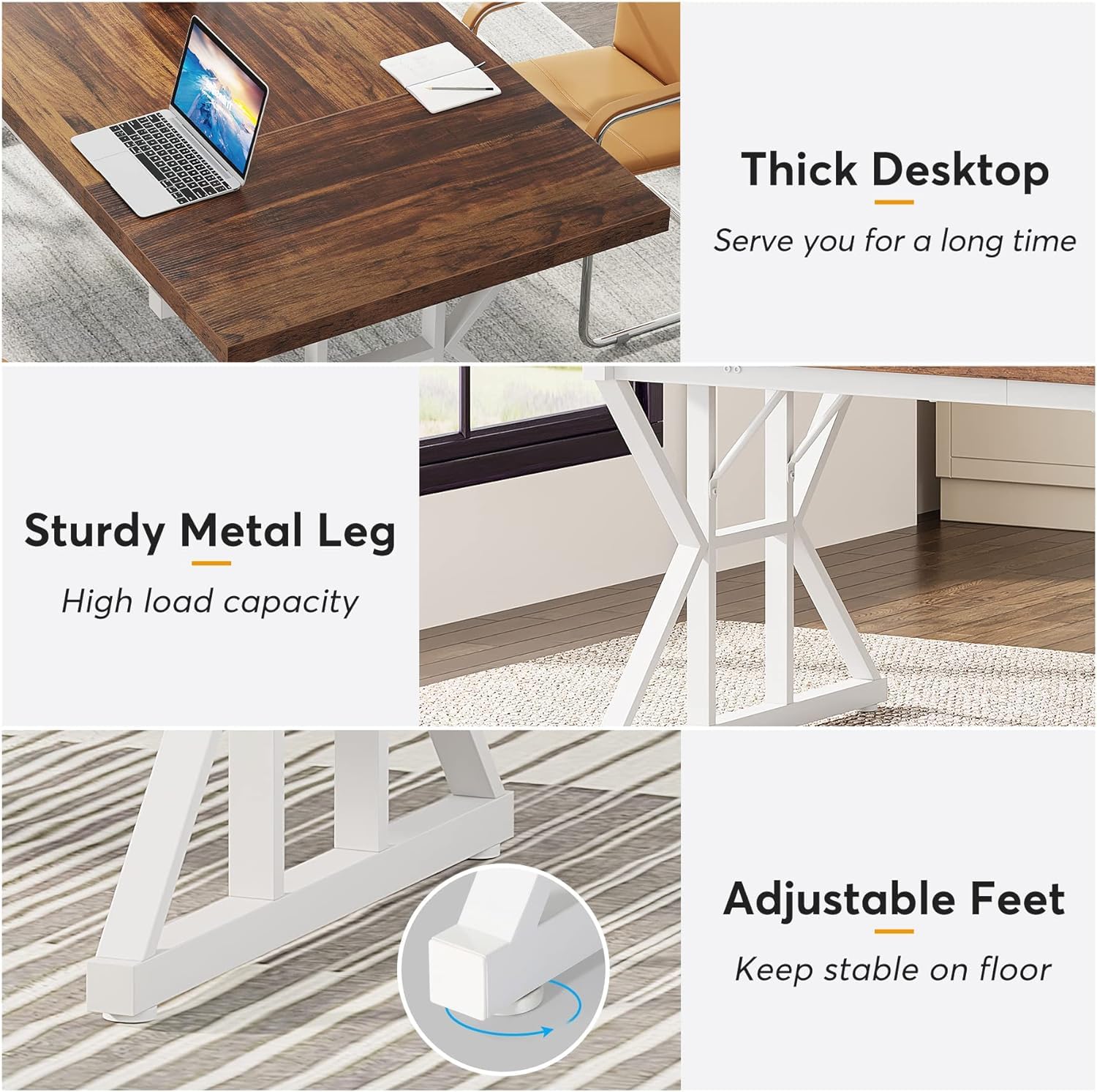 Tribesigns 63-Inch Executive Office Desk, Minimalist Laptop Study & Writing Table - Image 4