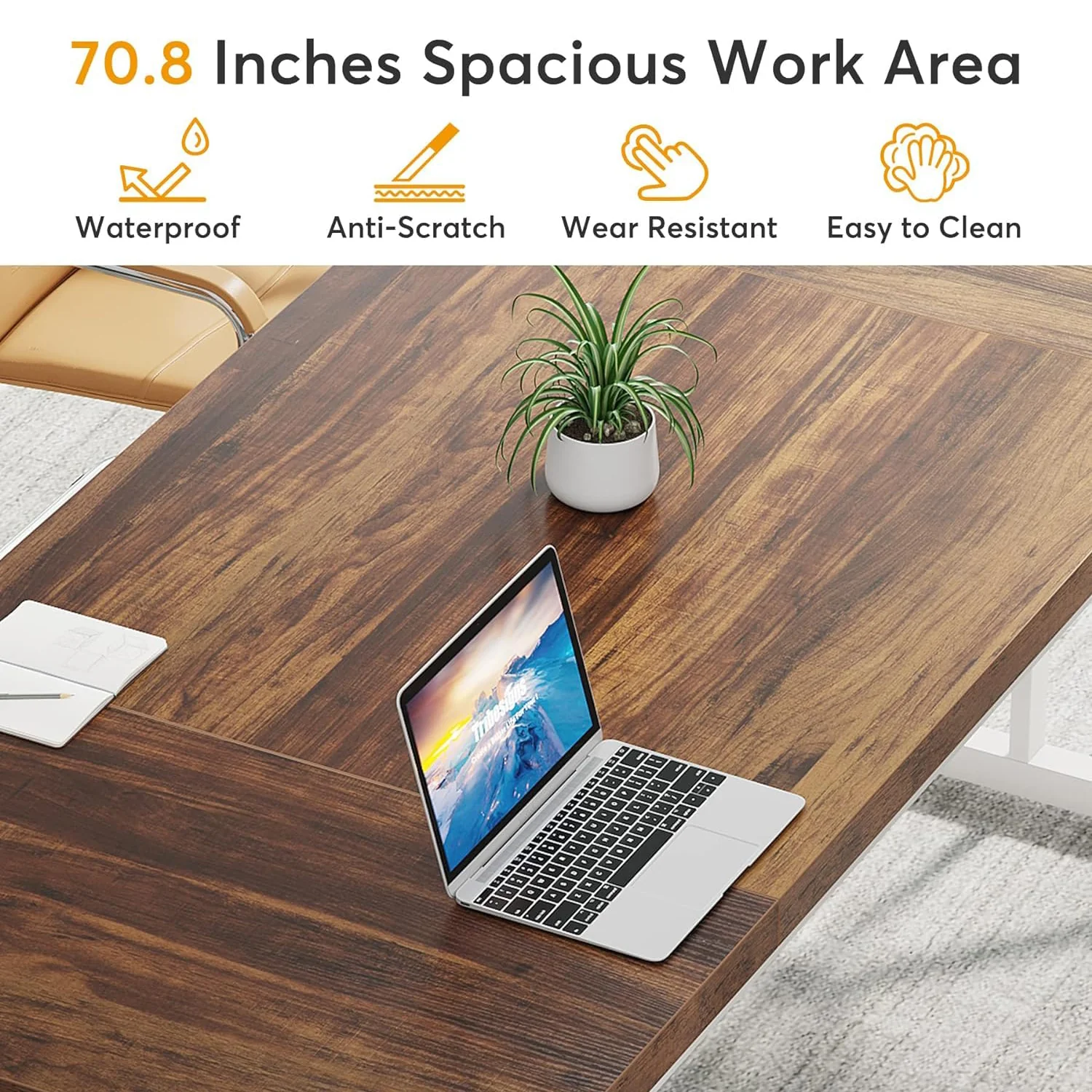Tribesigns 63-Inch Executive Office Desk, Minimalist Laptop Study & Writing Table - Image 5