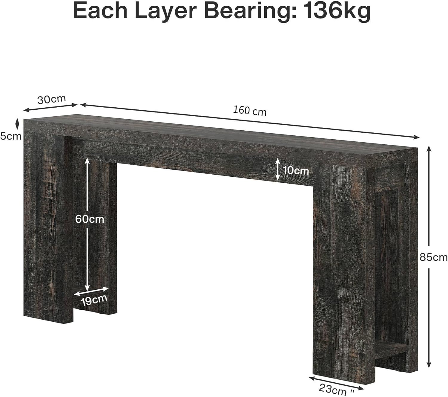 Tribesigns 63-Inch Extra Long Console Table, Narrow Sofa Table Behind Couch with Farmhouse Style for Living Room and Hallway - Image 2