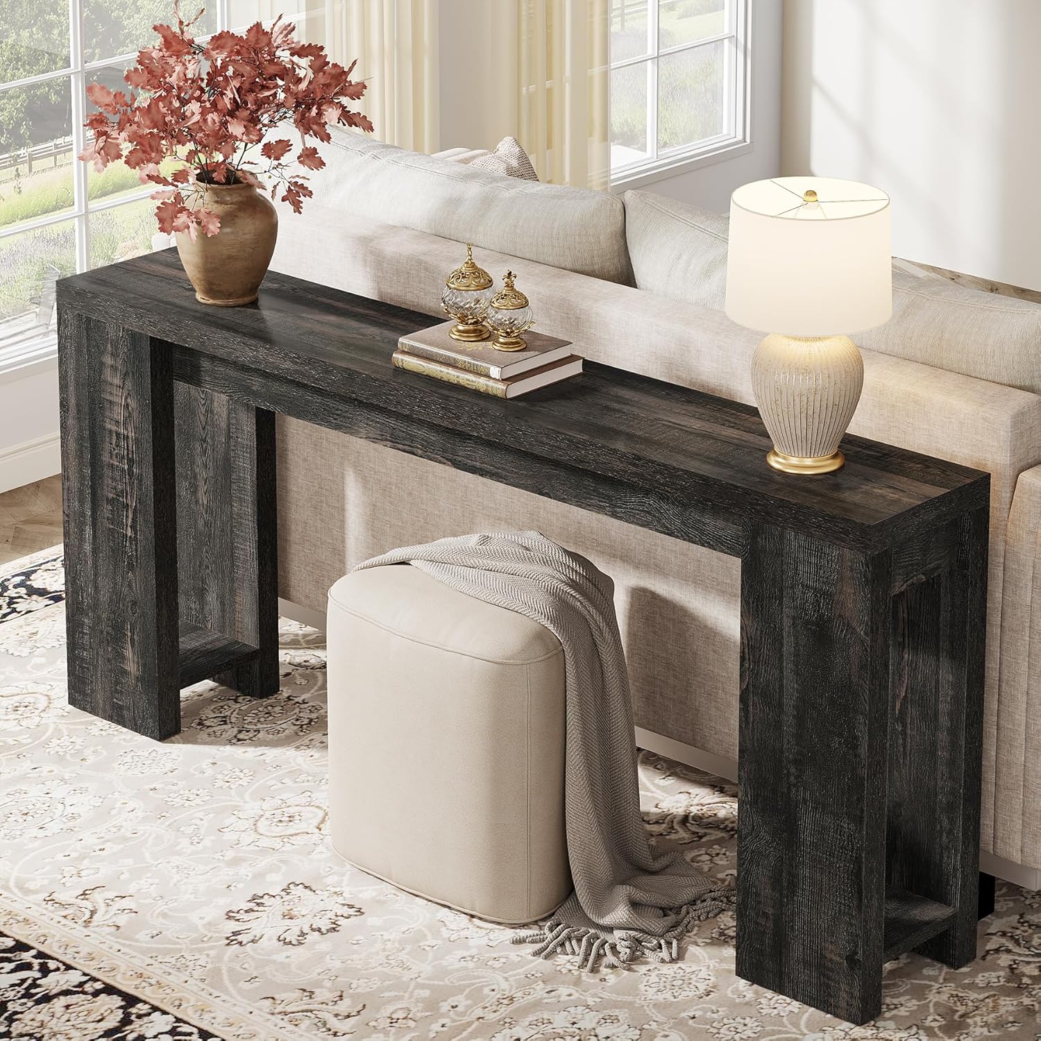 Tribesigns 63-Inch Extra Long Console Table, Narrow Sofa Table Behind Couch with Farmhouse Style for Living Room and Hallway - Image 3
