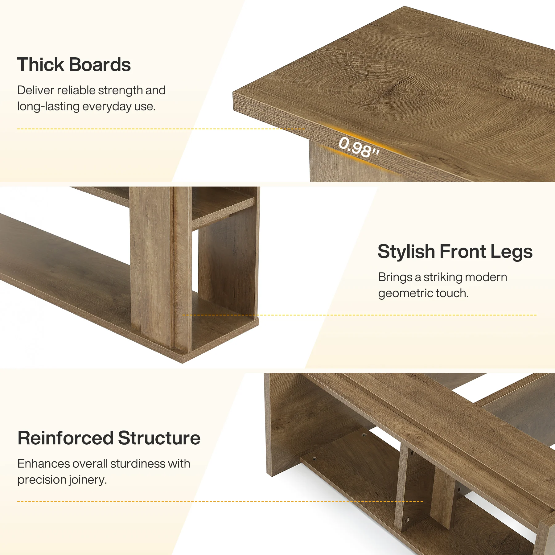 Tribesigns 63-Inch Farmhouse Console Table with 3-Tier Storage Shelves and Wide Panel Supports, Narrow Sofa Table for Living Room Hallway and Foyer - Image 4