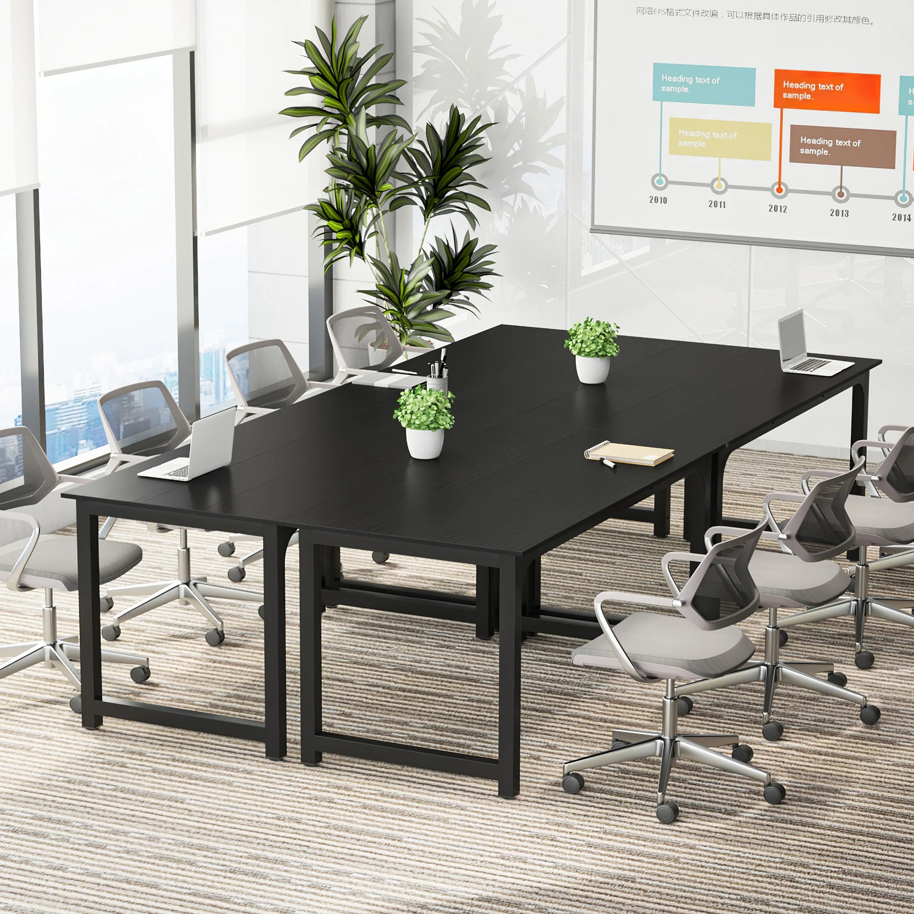 63 x 31.5 Inch Modern Large Desk, Office Writing Workstation in Rustic and Black - Image 13