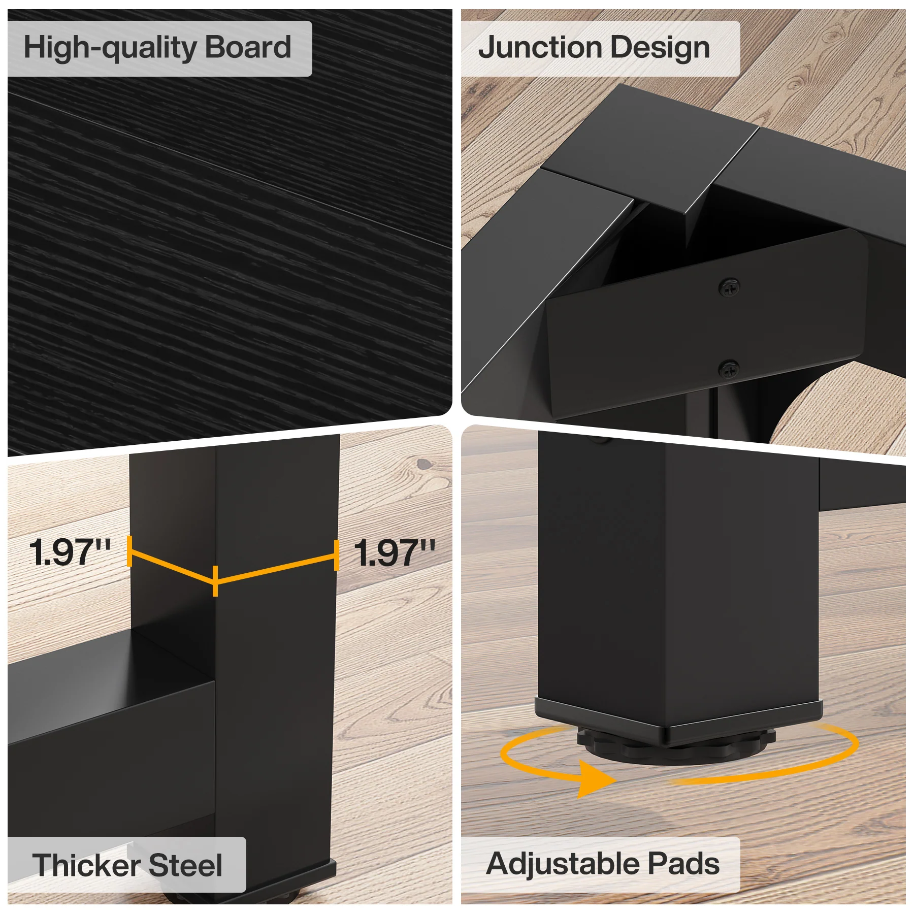 63 x 31.5 Inch Modern Large Desk, Office Writing Workstation in Rustic and Black - Image 17