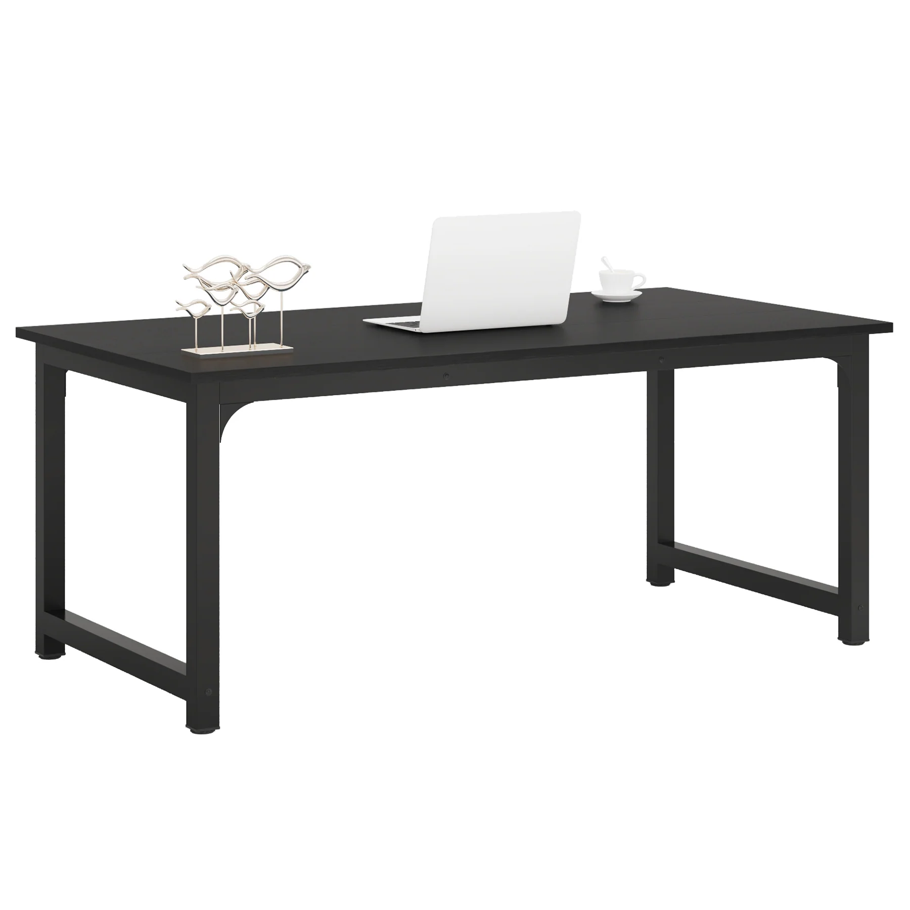 63 x 31.5 Inch Modern Large Desk, Office Writing Workstation in Rustic and Black - Image 18
