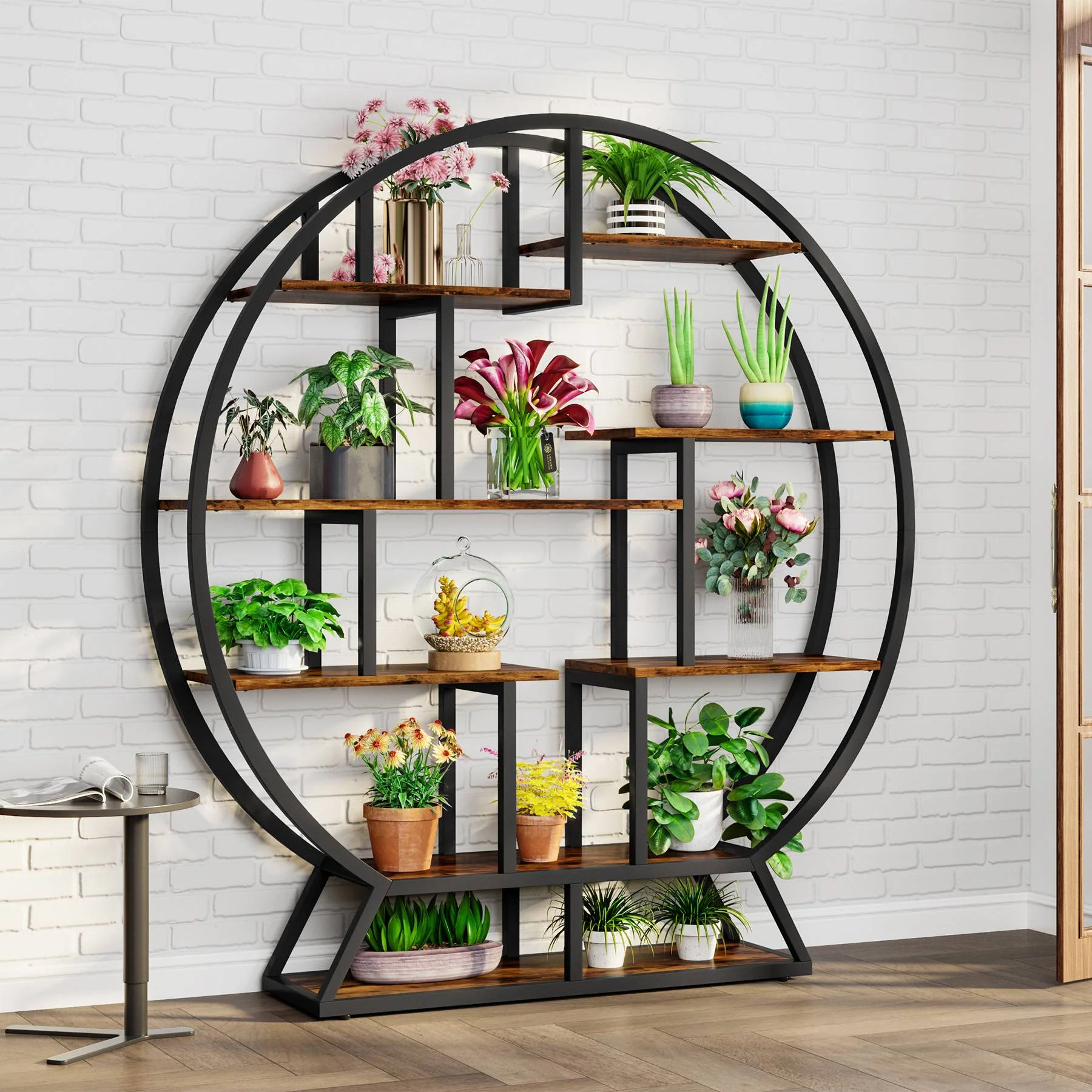 Round Plant Stand, 63" Flower Pot Plant Rack with 8 Shelves - Image 3