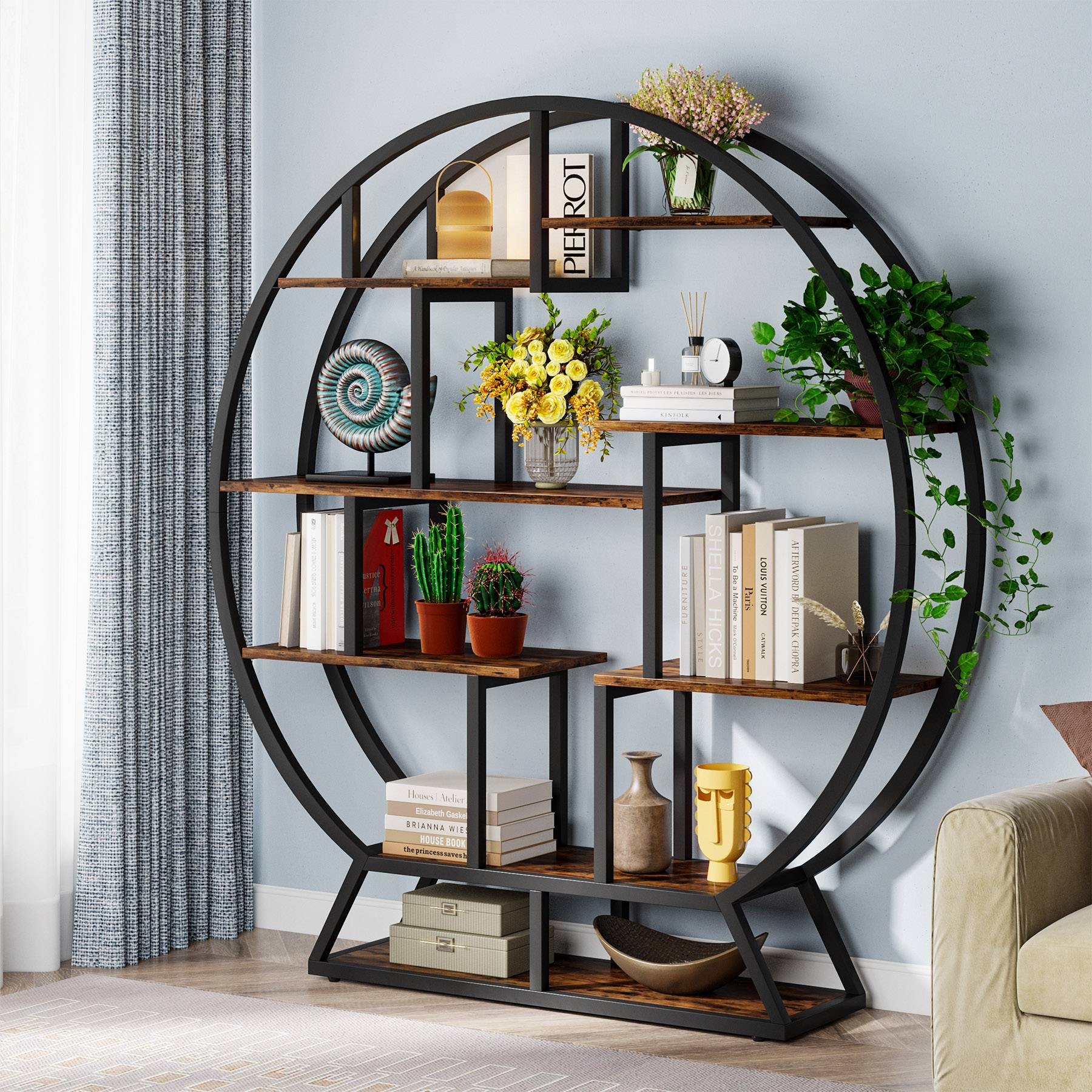 Round Plant Stand, 63" Flower Pot Plant Rack with 8 Shelves - Image 6