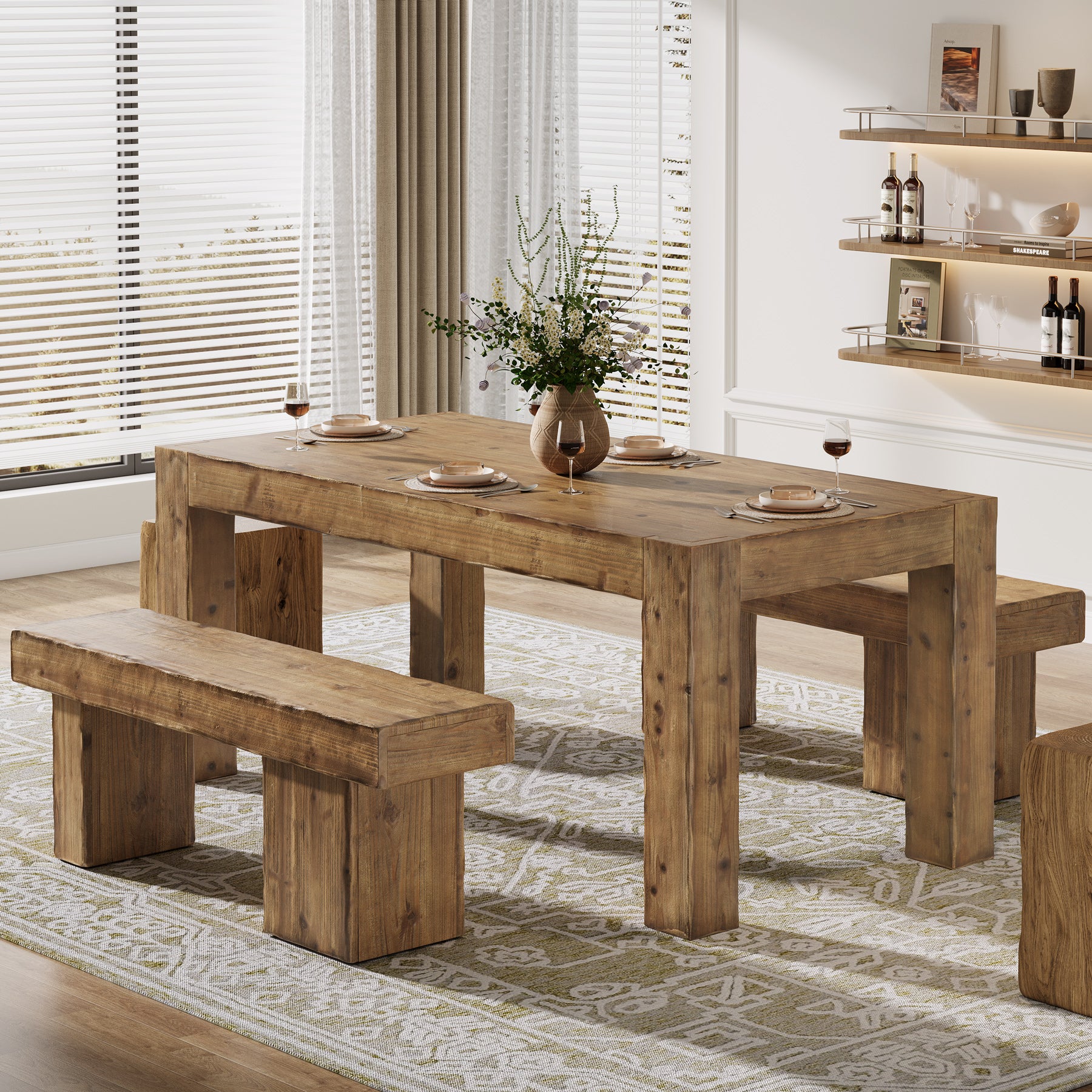 Tribesigns 63" Solid Wood Dining Table, Farmhouse Table for Dining Room (Only Table) - Image 8