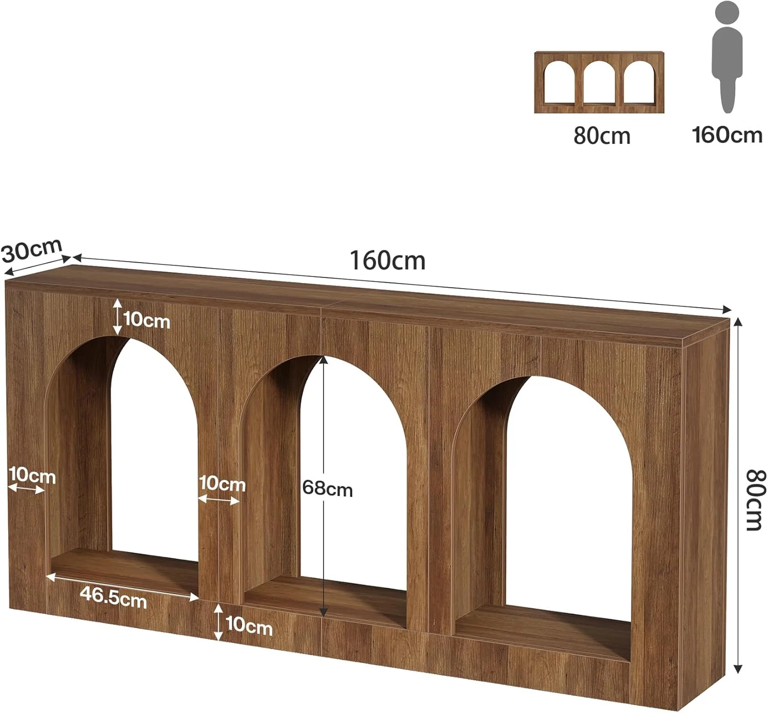 Tribesigns 63'' Rustic Console Table, Narrow Entryway Table with 3 Arched Shelves - Image 2