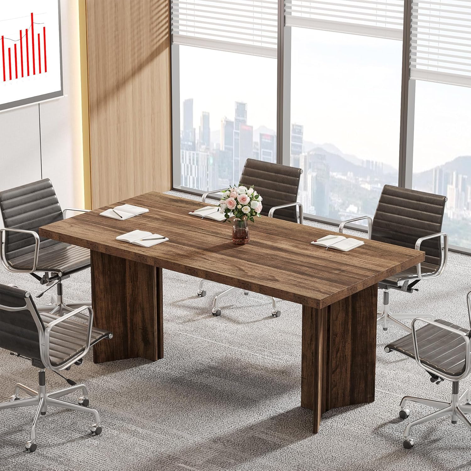 63" Wood Executive Desk, Farmhouse Computer Desk with Large Tabletop - Image 18
