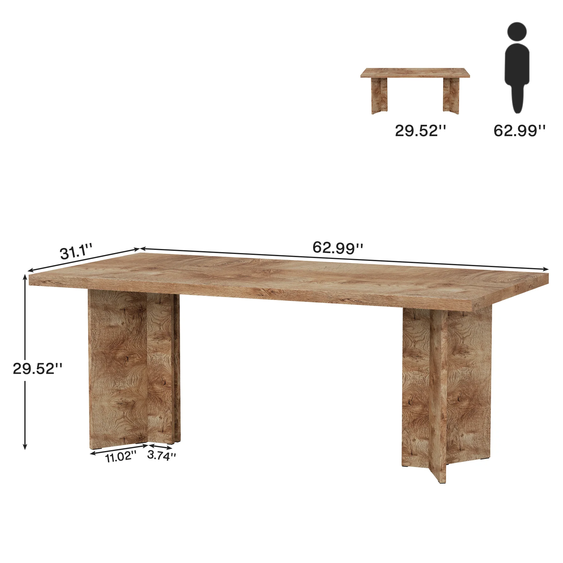 63" Wood Executive Desk, Farmhouse Computer Desk with Large Tabletop - Image 22