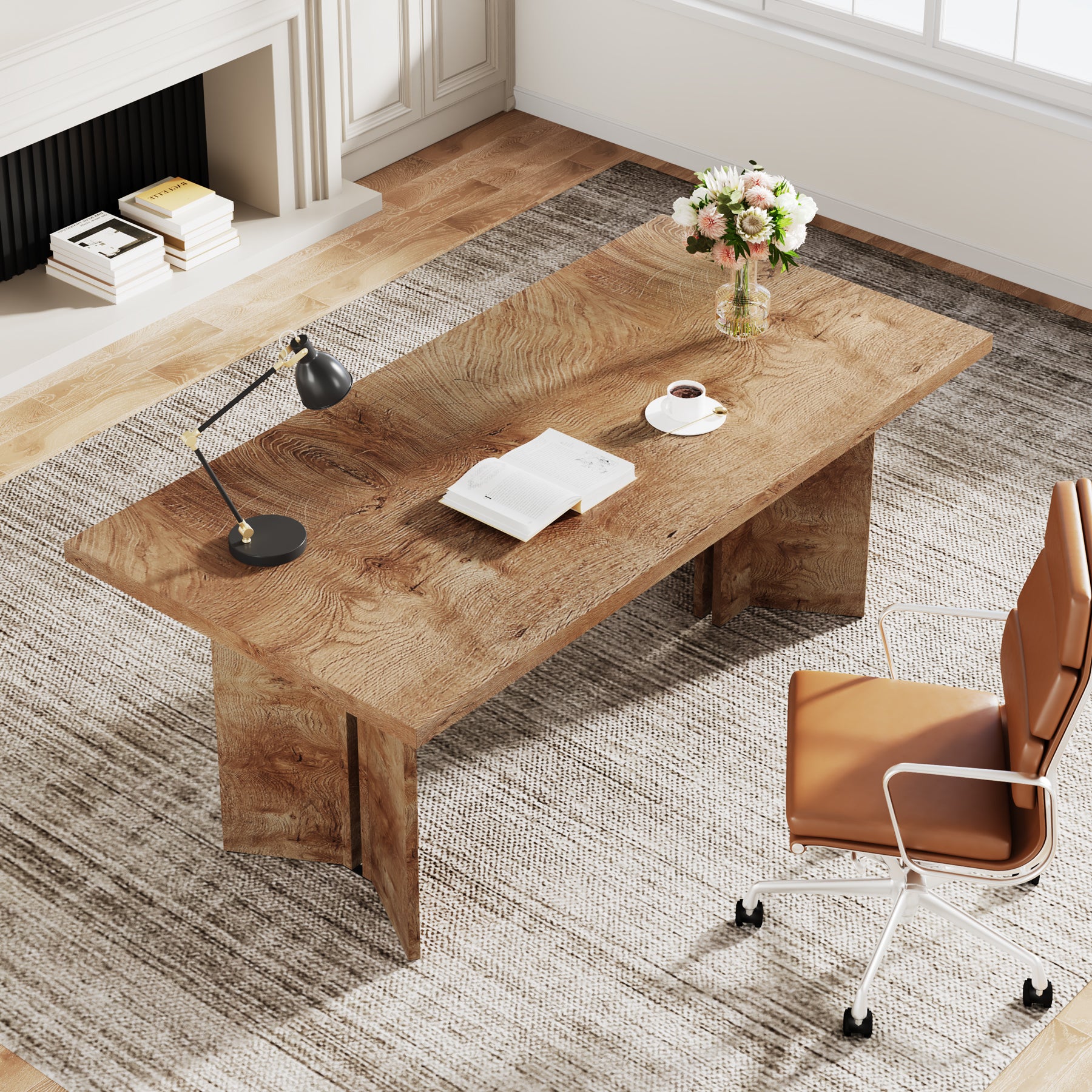 63" Wood Executive Desk, Farmhouse Computer Desk with Large Tabletop - Image 24