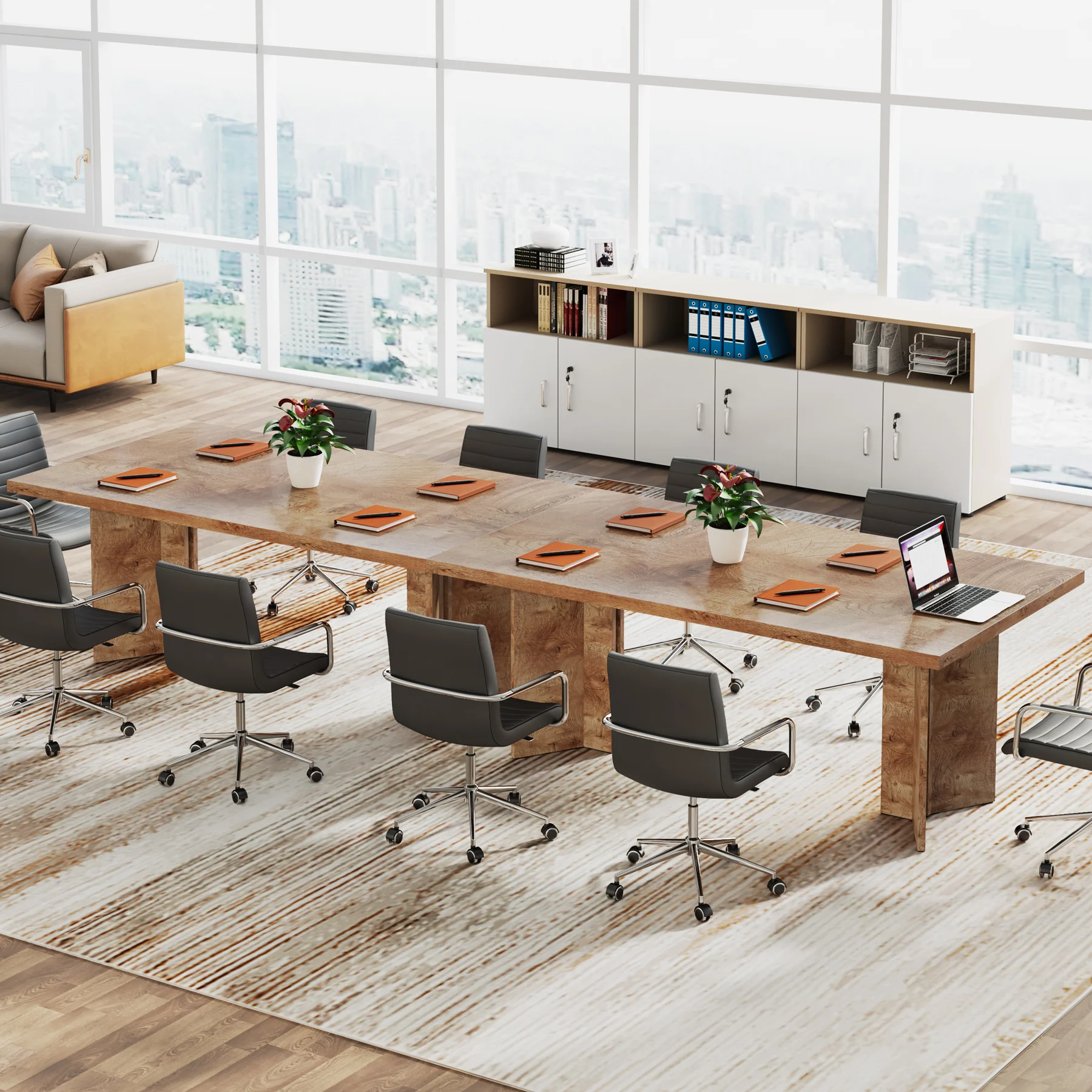 63" Wood Executive Desk, Farmhouse Computer Desk with Large Tabletop - Image 25