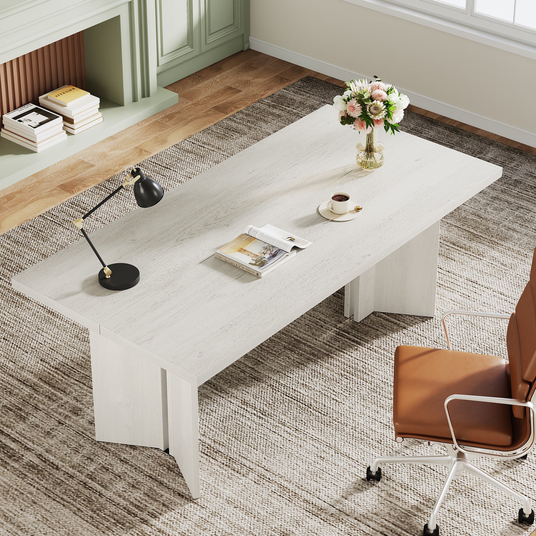 63" Wood Executive Desk, Farmhouse Computer Desk with Large Tabletop - Image 35