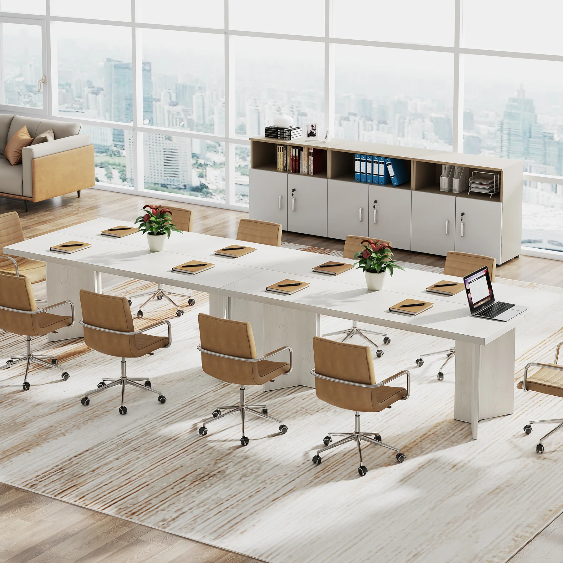 63" Wood Executive Desk, Farmhouse Computer Desk with Large Tabletop - Image 36