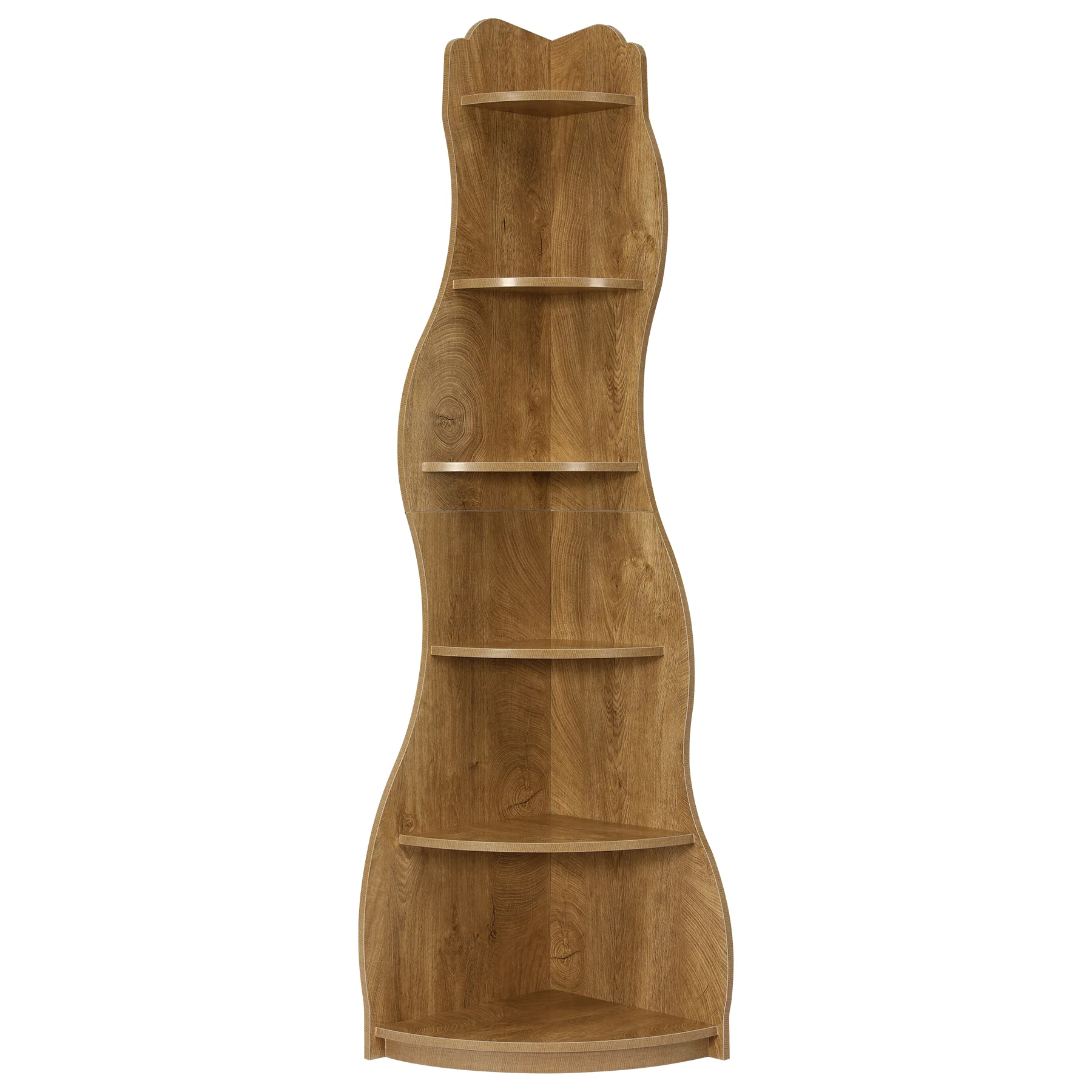 Tribesigns 68.9-Inch Wavy Corner Shelf, 6-Tier Bookcase for Small Spaces - Image 12