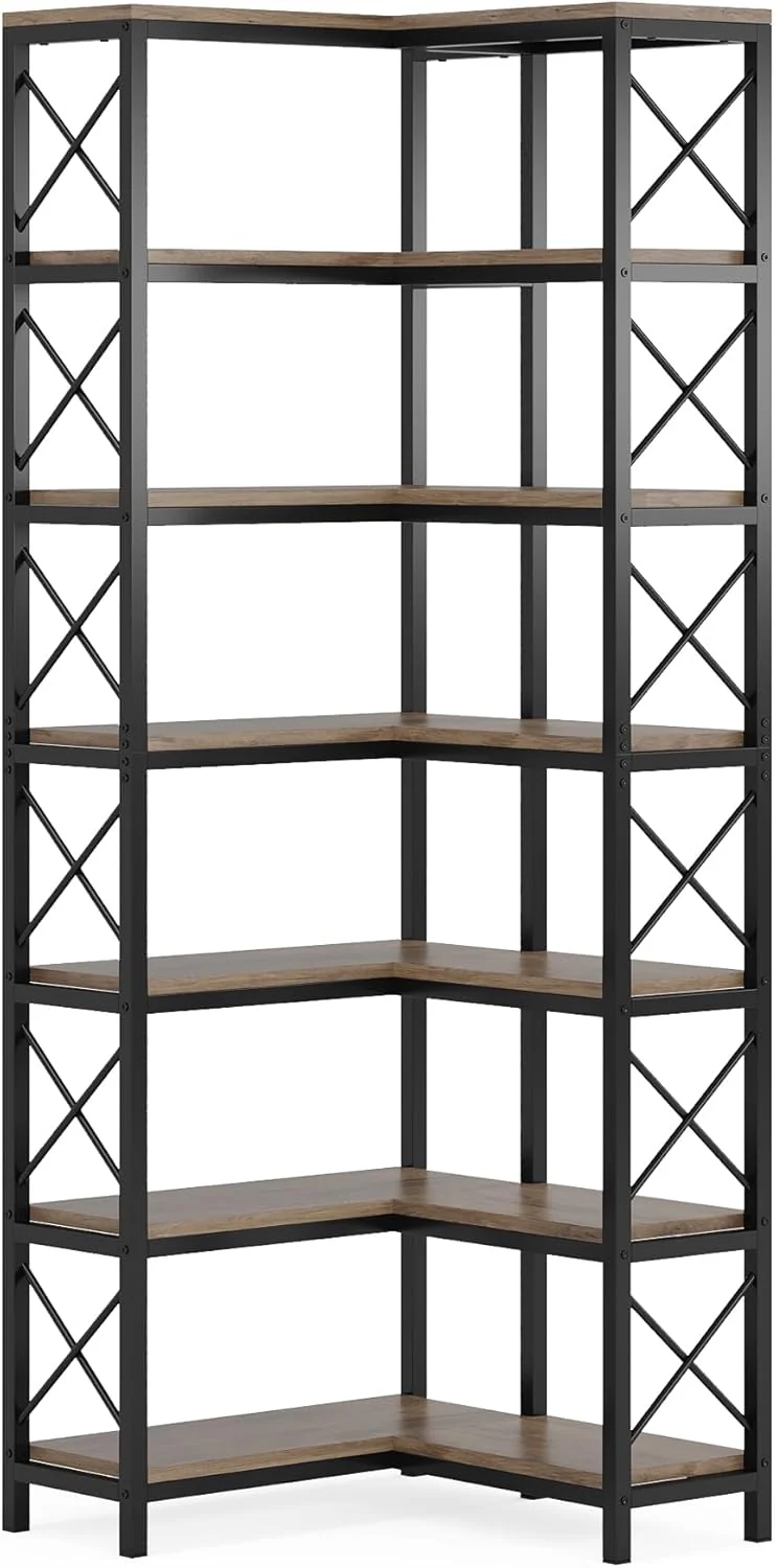 7-Tier Corner Bookshelf  Display Storage Rack - Image 12