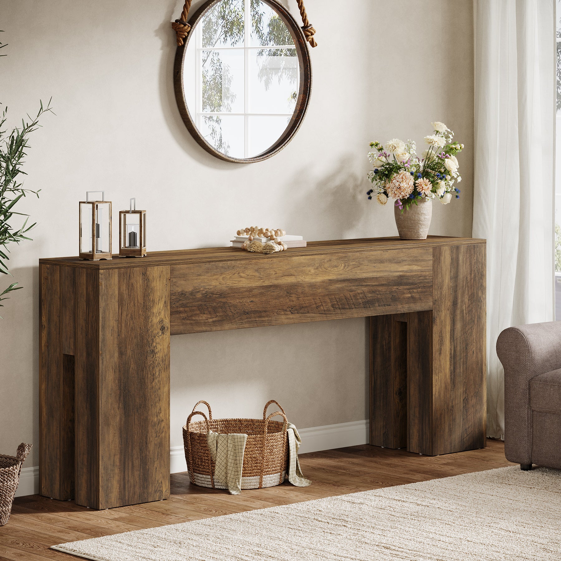 Tribesigns 70.87-Inch Long Console Table, Farmhouse Sofa Table for Entryway, Hallway, Living Room - Image 12